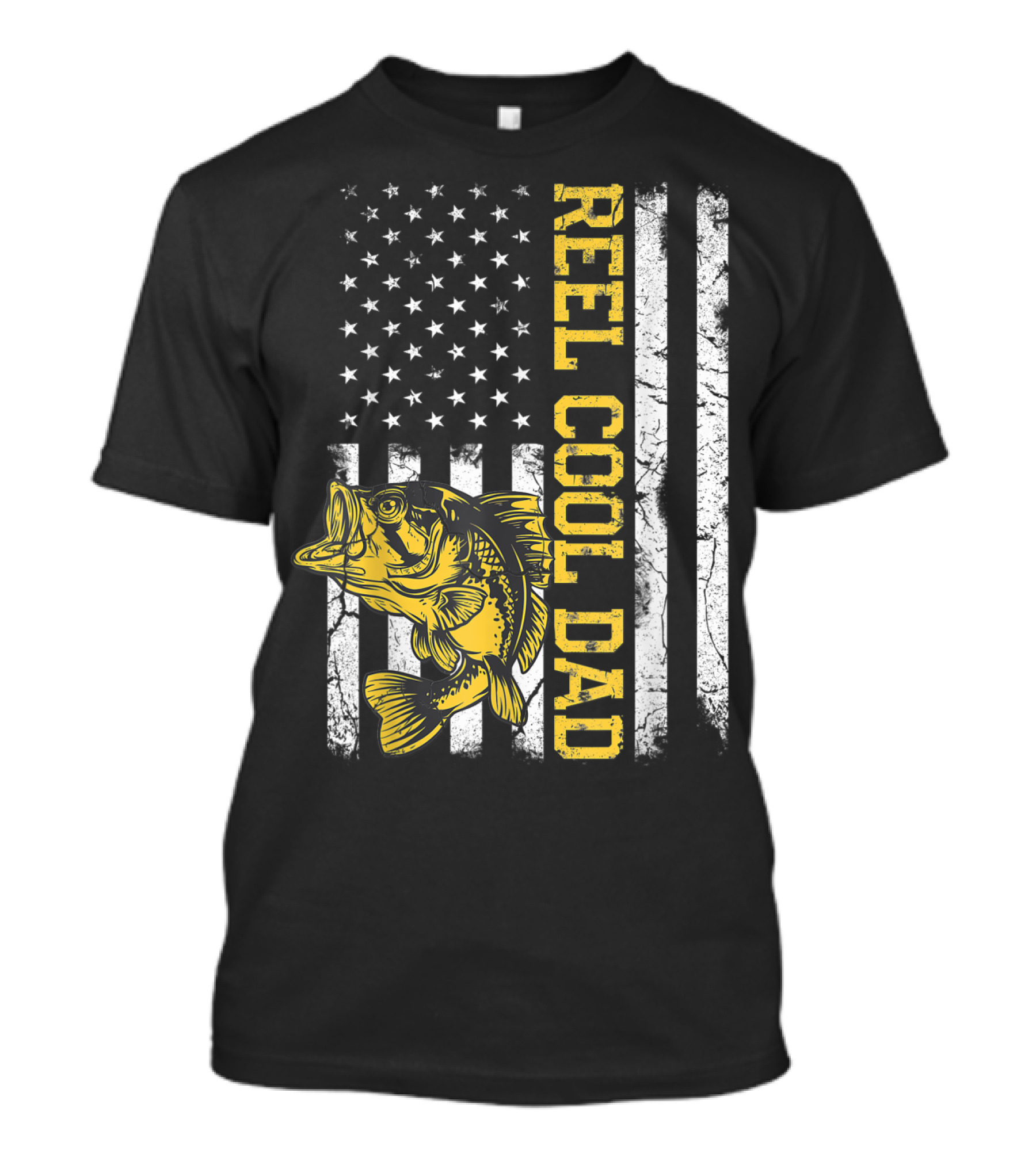 REEL COOL DAD American Flag Fishing T-Shirt