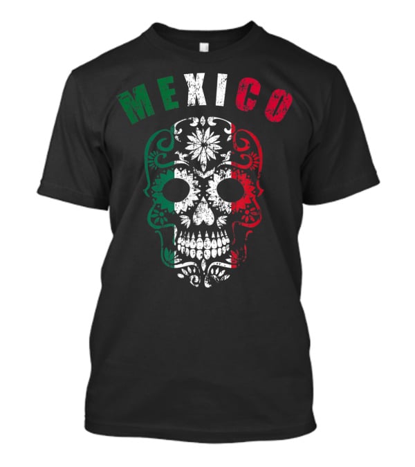 Mexico Distressed Sugar Skull Soccer Fan T-Shirt