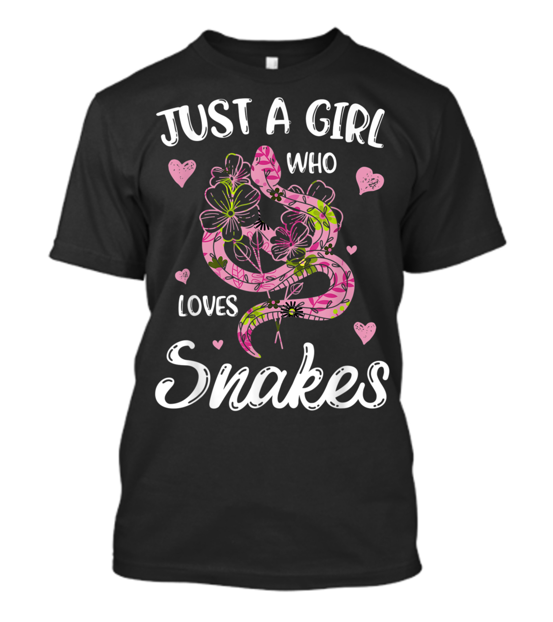 Just A Girl Who Loves Snakes With Pink Floral Snake T-Shirt