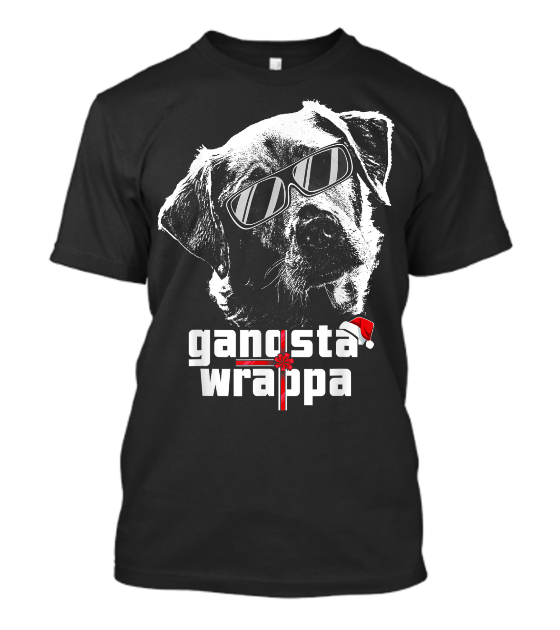 Gangsta Wrappa Labrador Retriever With Sunglasses And Santa Hat T-Shirt