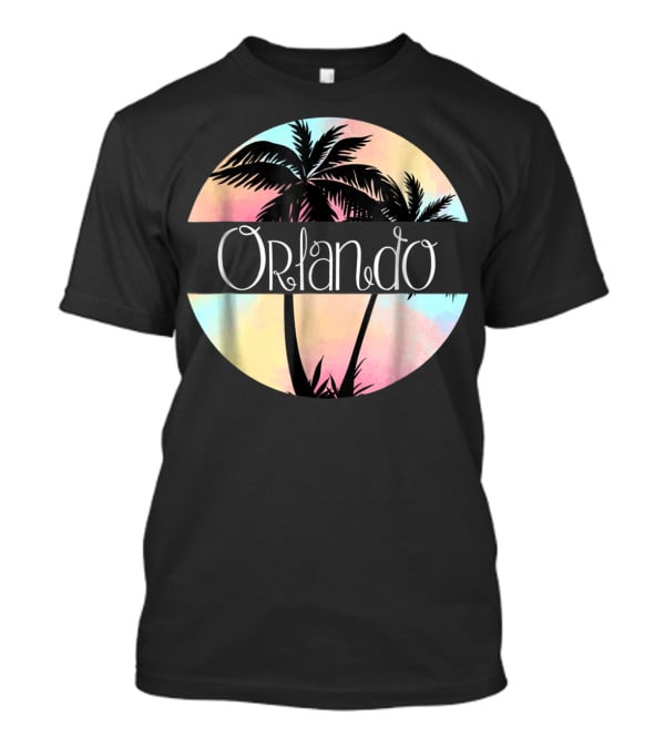 Orlando Florida Souvenir Palm Trees Retro Sunset Circle T-Shirt