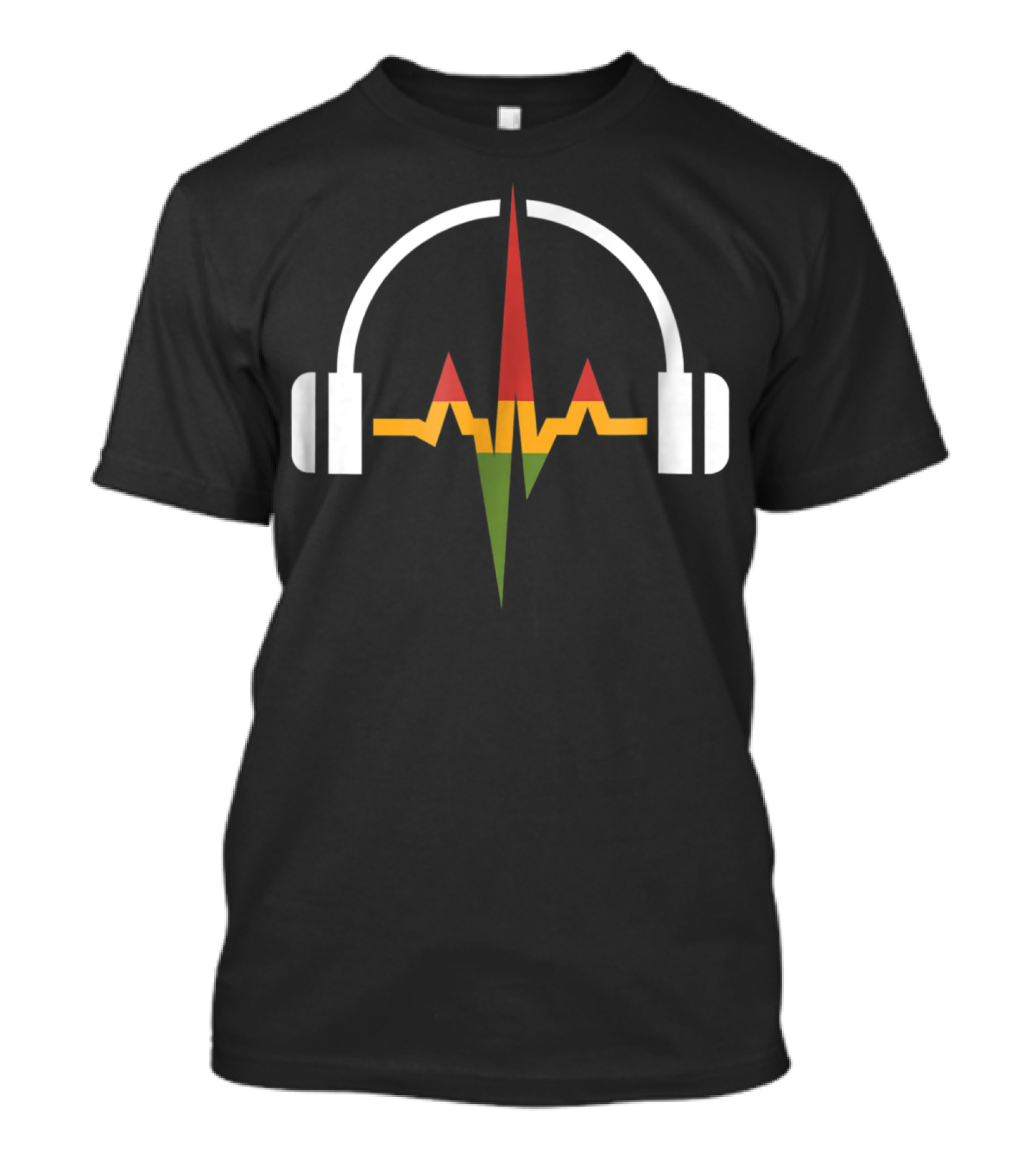 Rasta Headphones Music Wave With Reggae Color Sound Wave T-Shirt