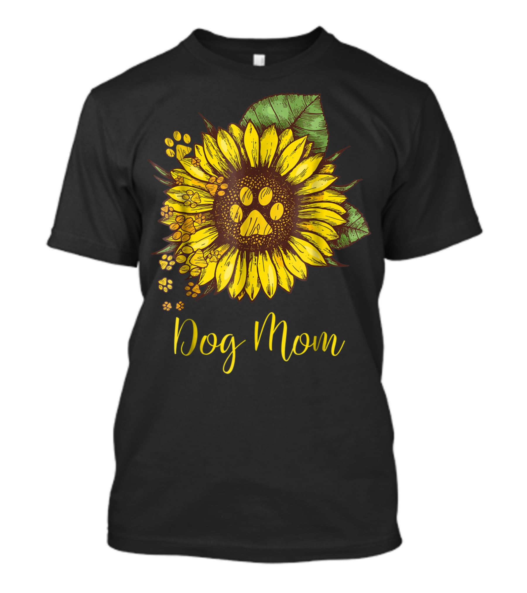 Sunflower Paw Print Dog Mom T-Shirt