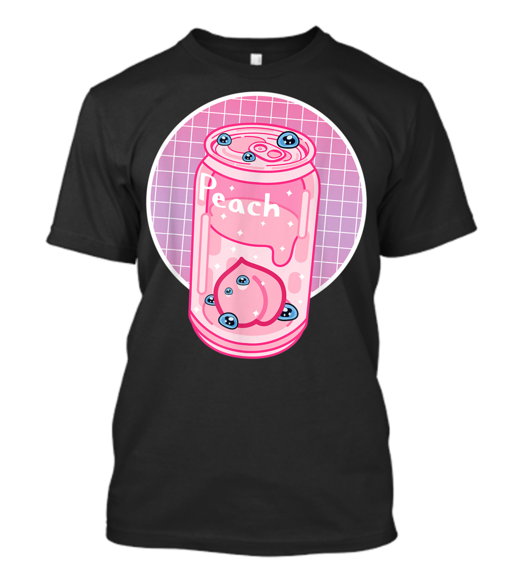 Vaporwave Aesthetic Peach Soft Drink Pastel Grid Can T-Shirt