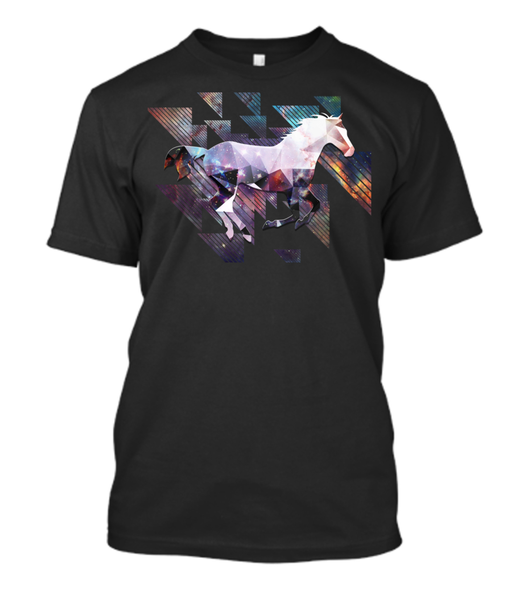 Cute Cool Triangular Galaxy Horse Ride T-Shirt