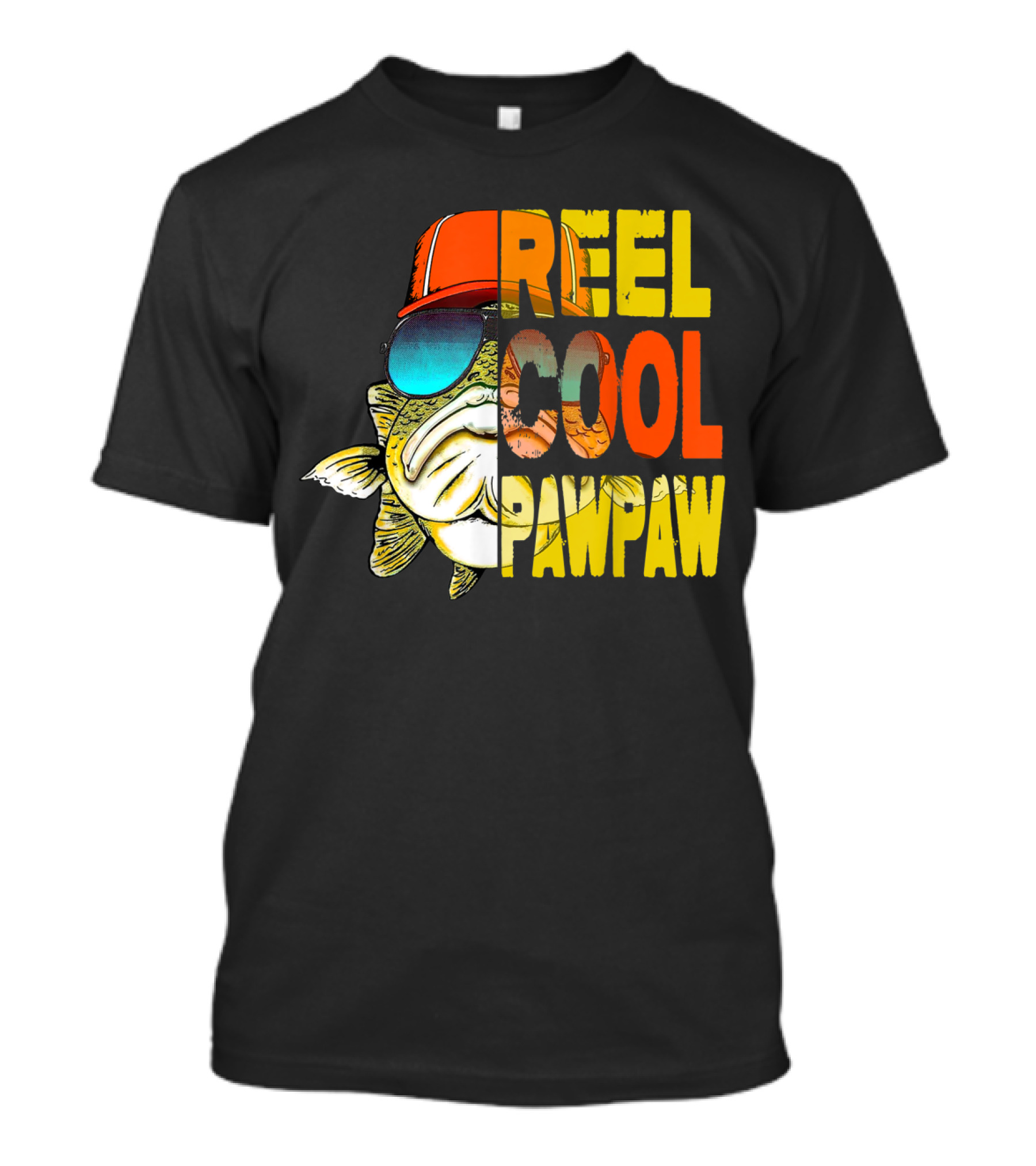 Father's Day Fishing Reel Cool Pawpaw Retro Fish Sunglasses And Hat T-Shirt