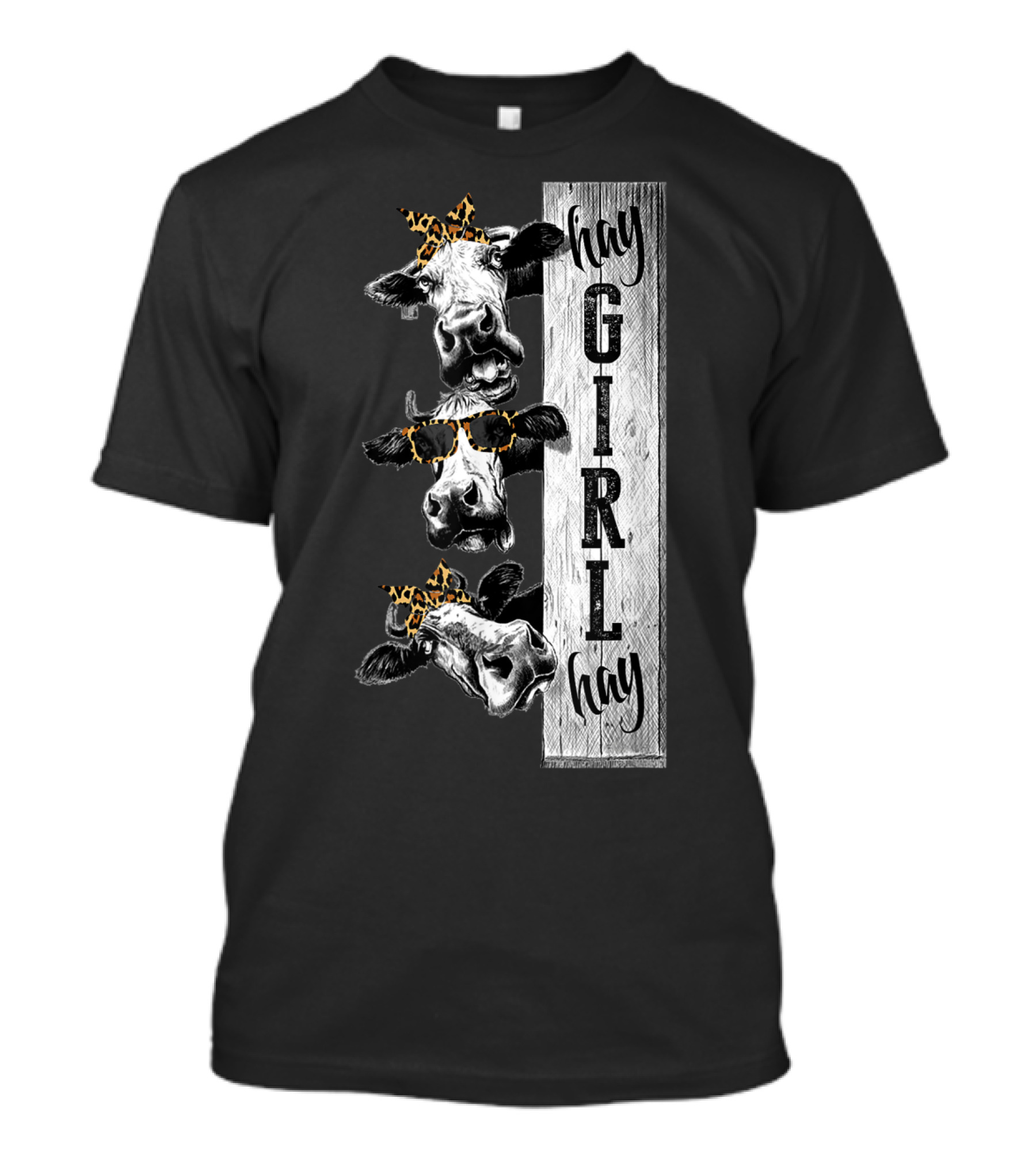 Leopard Bandana Cow Hay Girl Hay Heifer Trio T-Shirt