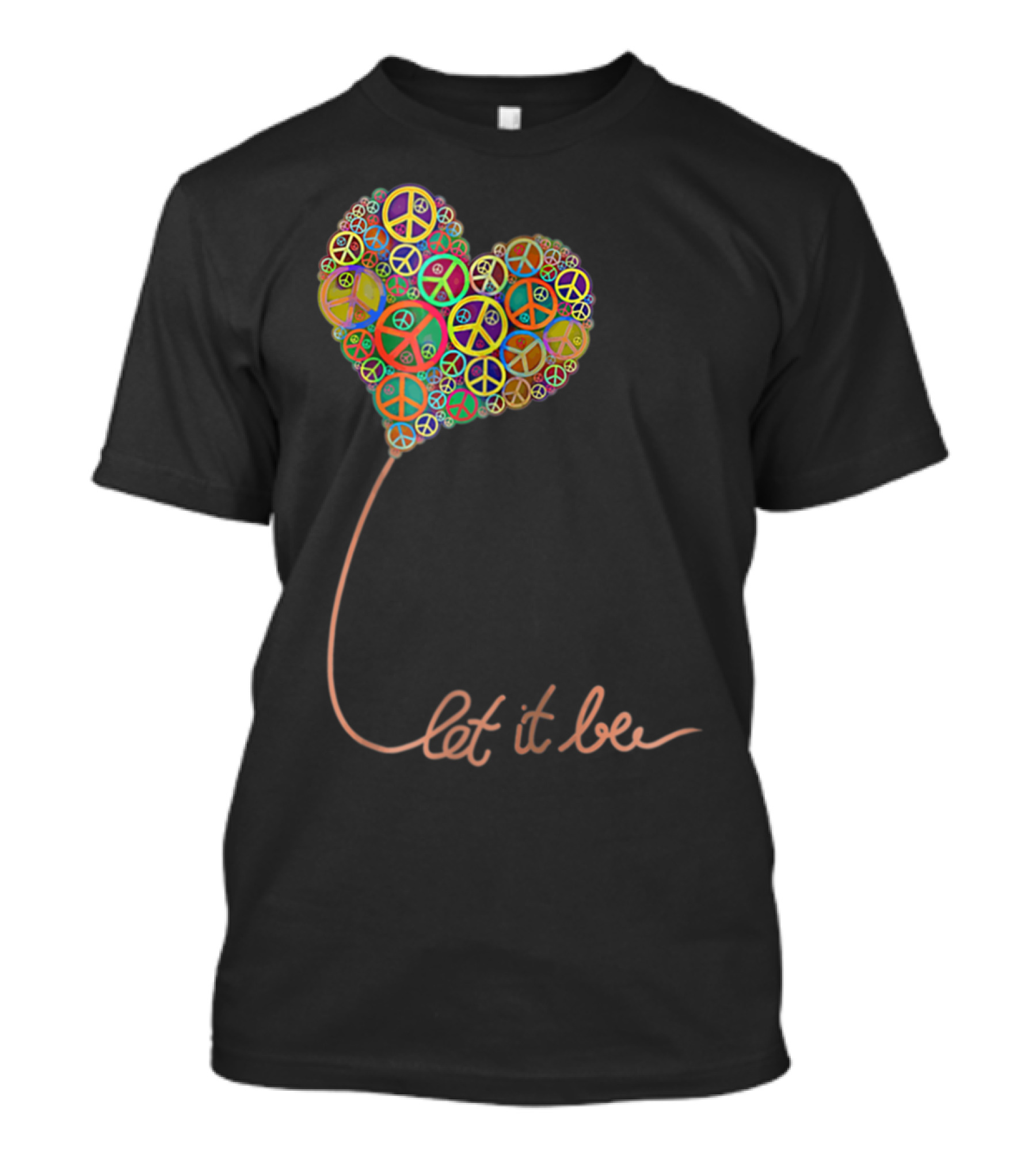 Let It Be Peace Symbol Heart Flowers T-Shirt