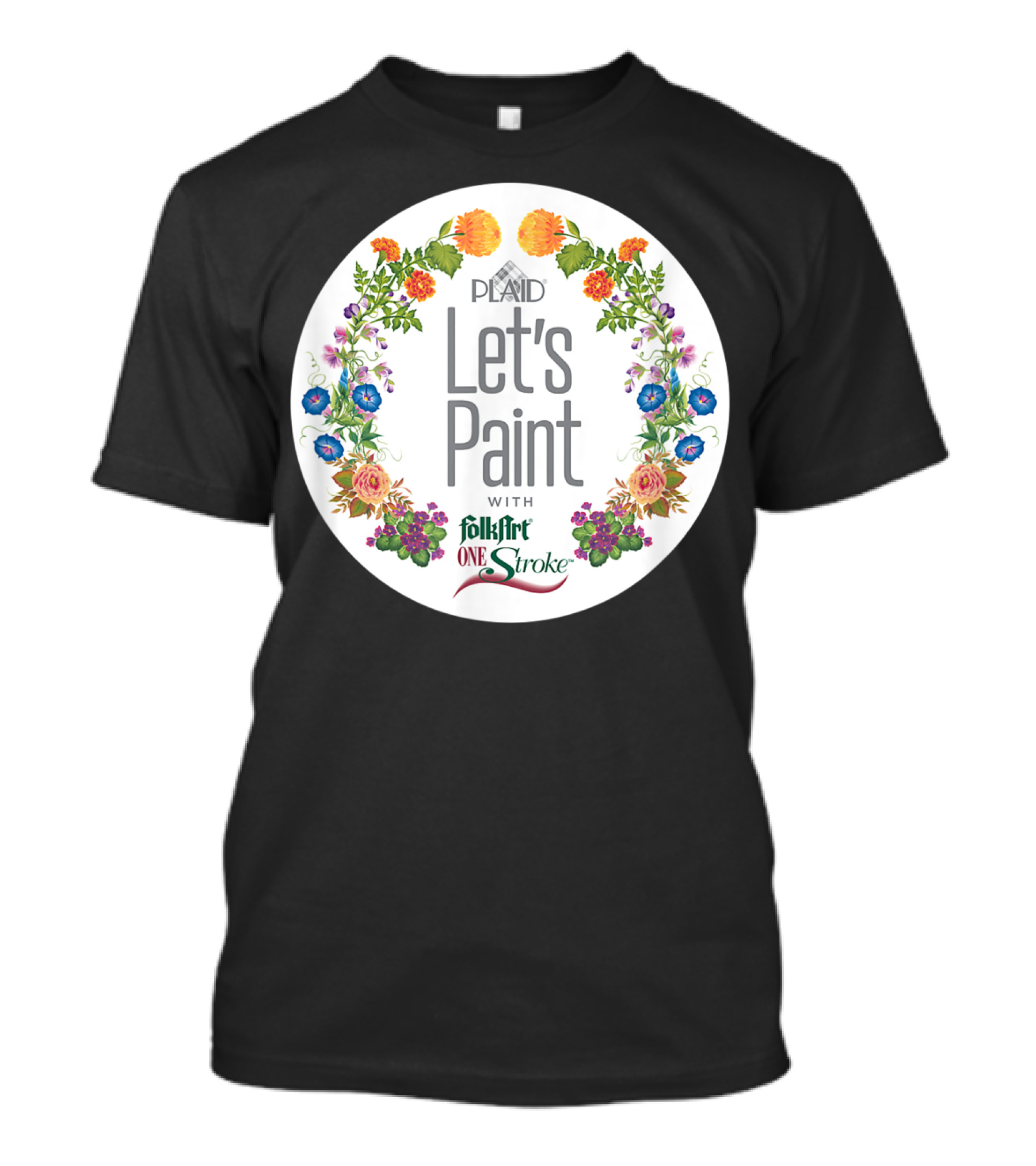 PLAID Let's Paint With FolkArt One Stroke Floral Circle T-Shirt