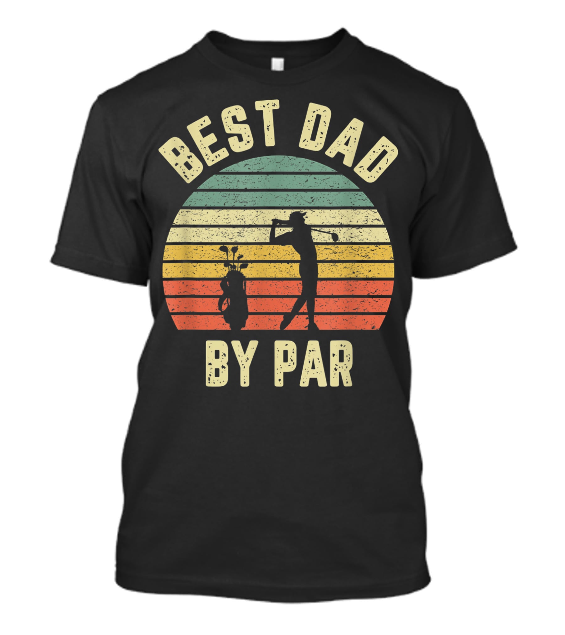 Vintage Mens Best Dad By Par Father's Day Golf Retro Sun T-Shirt