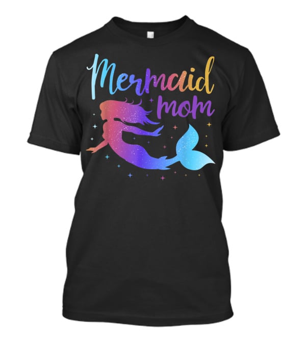 Mermaid Mom Rainbow Silhouette Birthday Party Matching T-Shirt