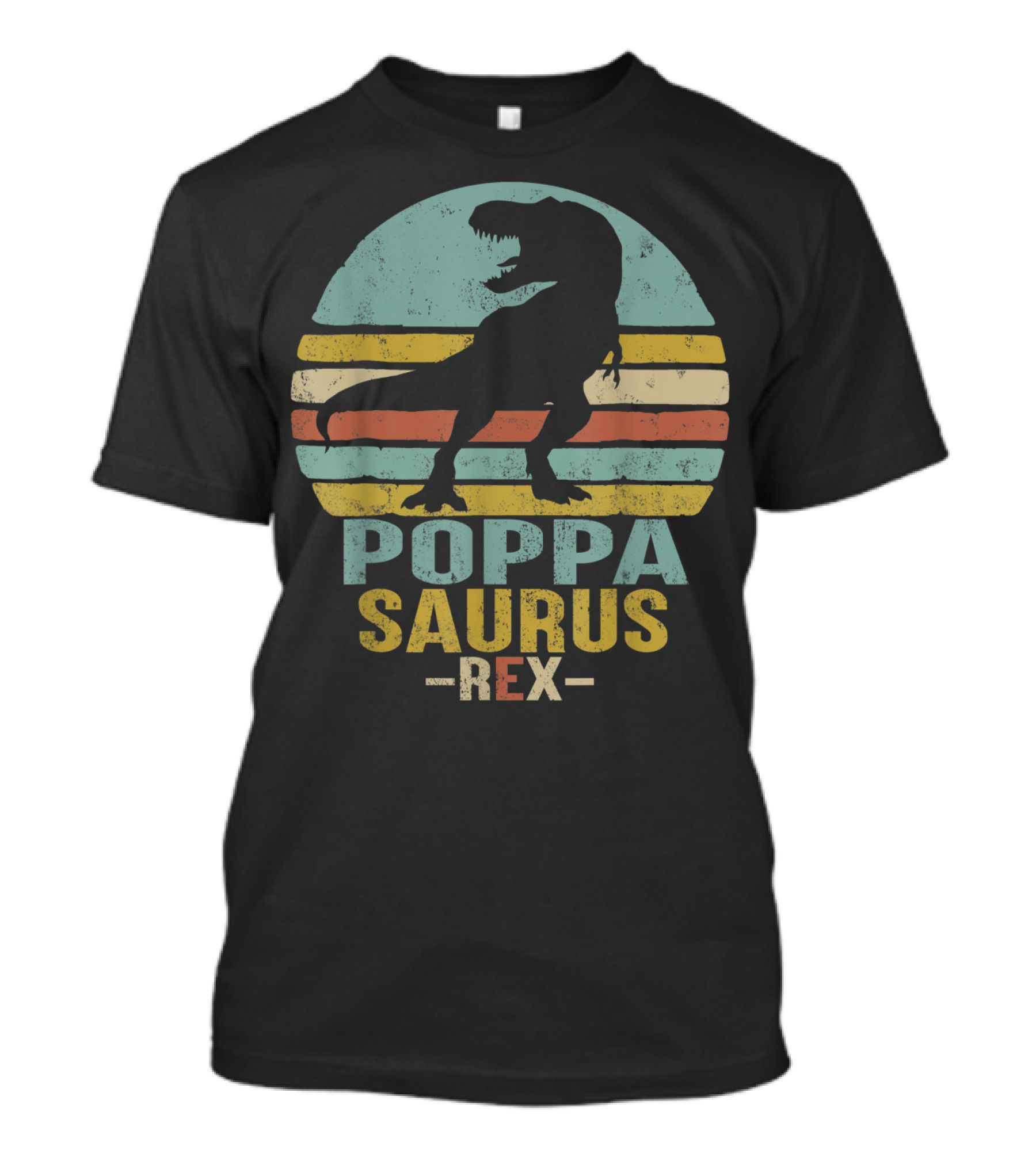 Poppasaurus Rex Retro Dinosaur Silhouette Poppa Saurus T-Shirt