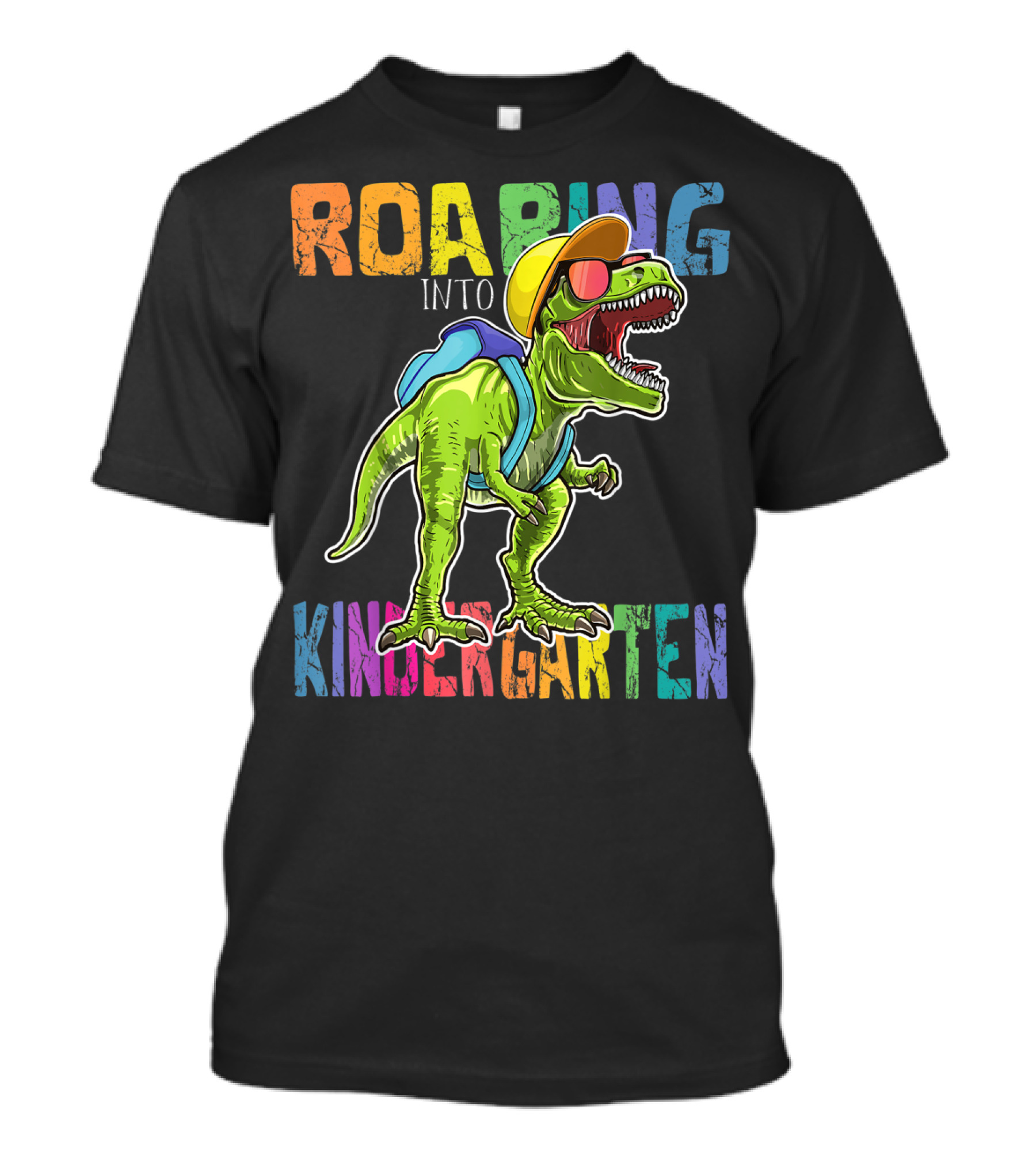 Roaring Into Kindergarten Dinosaur Rex With Backpack And Sunglasses T-Shirt