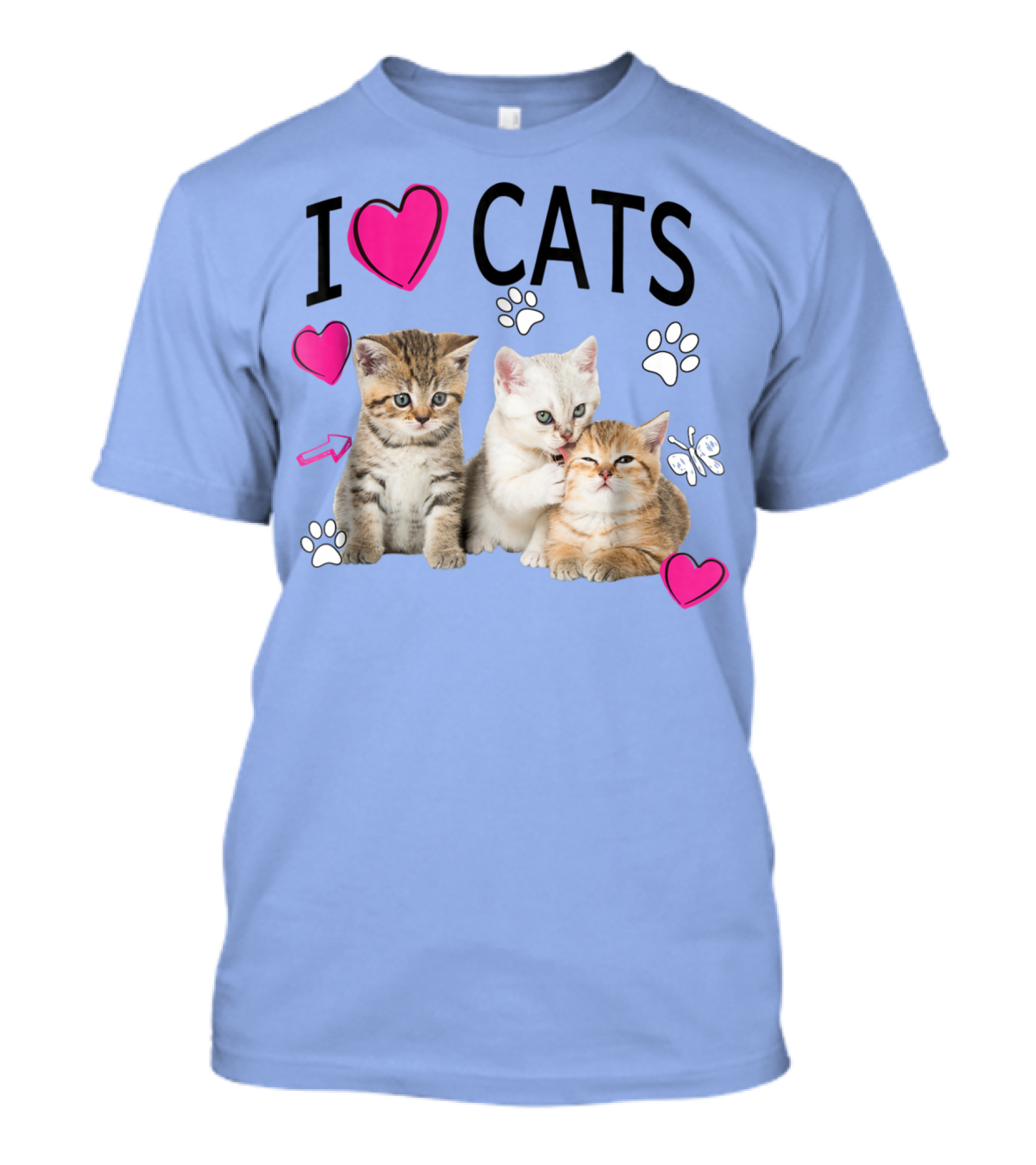 I Love Cats Kittens Hearts And Paws T-Shirt