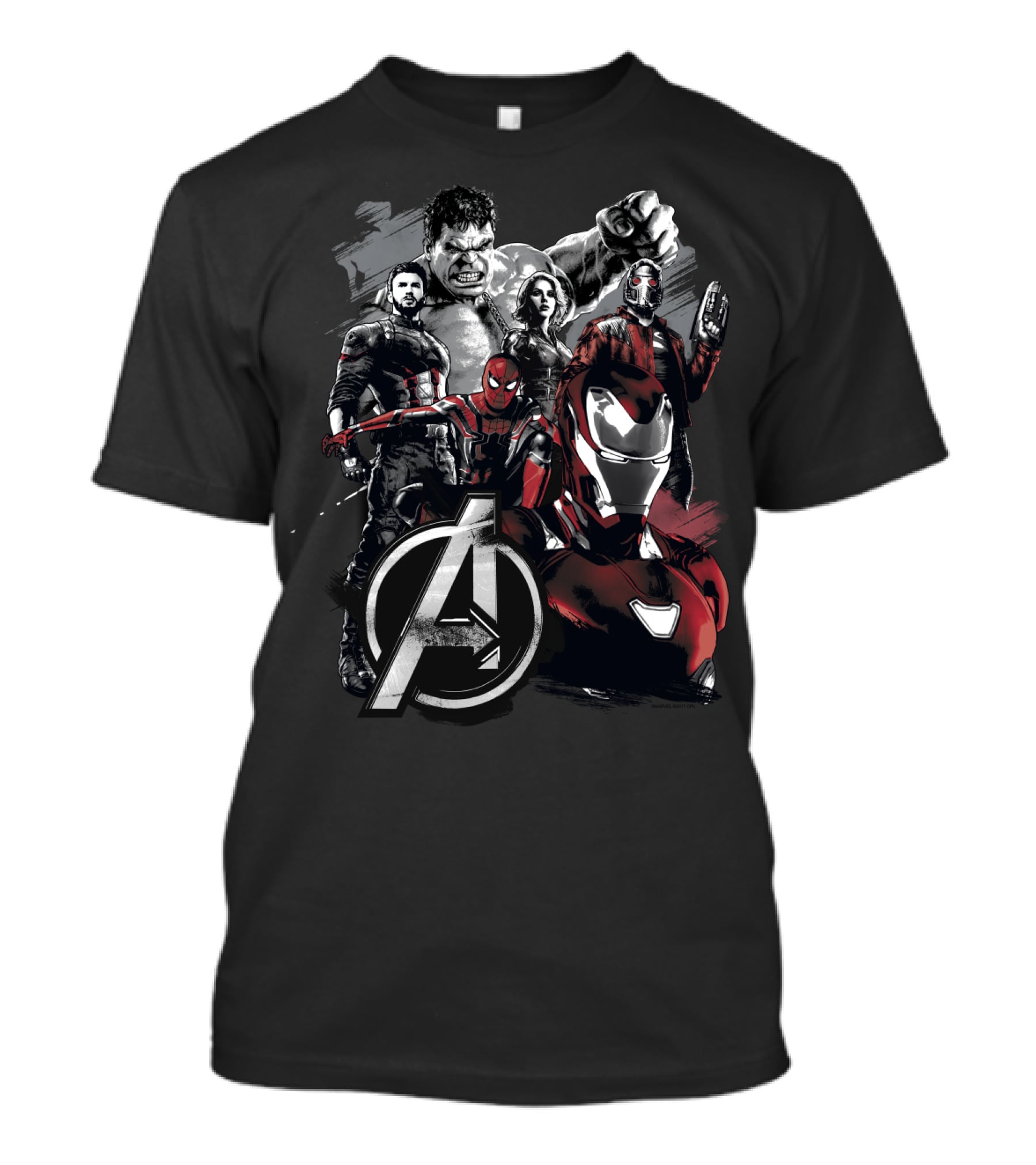 Marvel Avengers Infinity War Grunge Iron Man Spider-Man Captain America Hulk Black Widow Star-Lord T-Shirt
