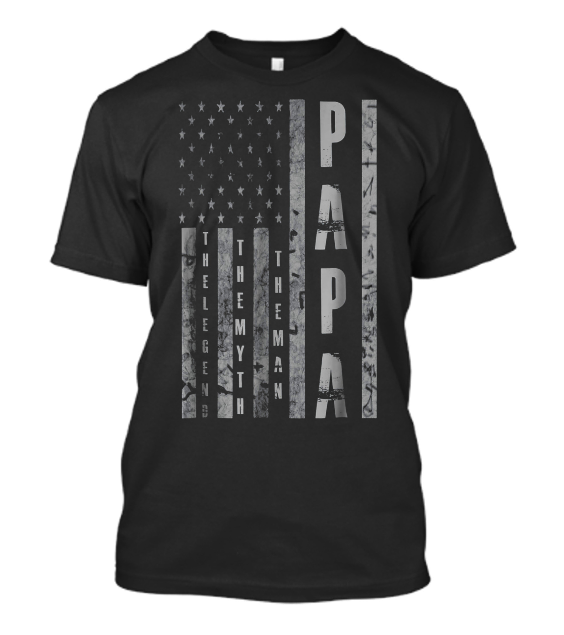 Mens Papa The Man The Myth The Legend American Flag T-Shirt