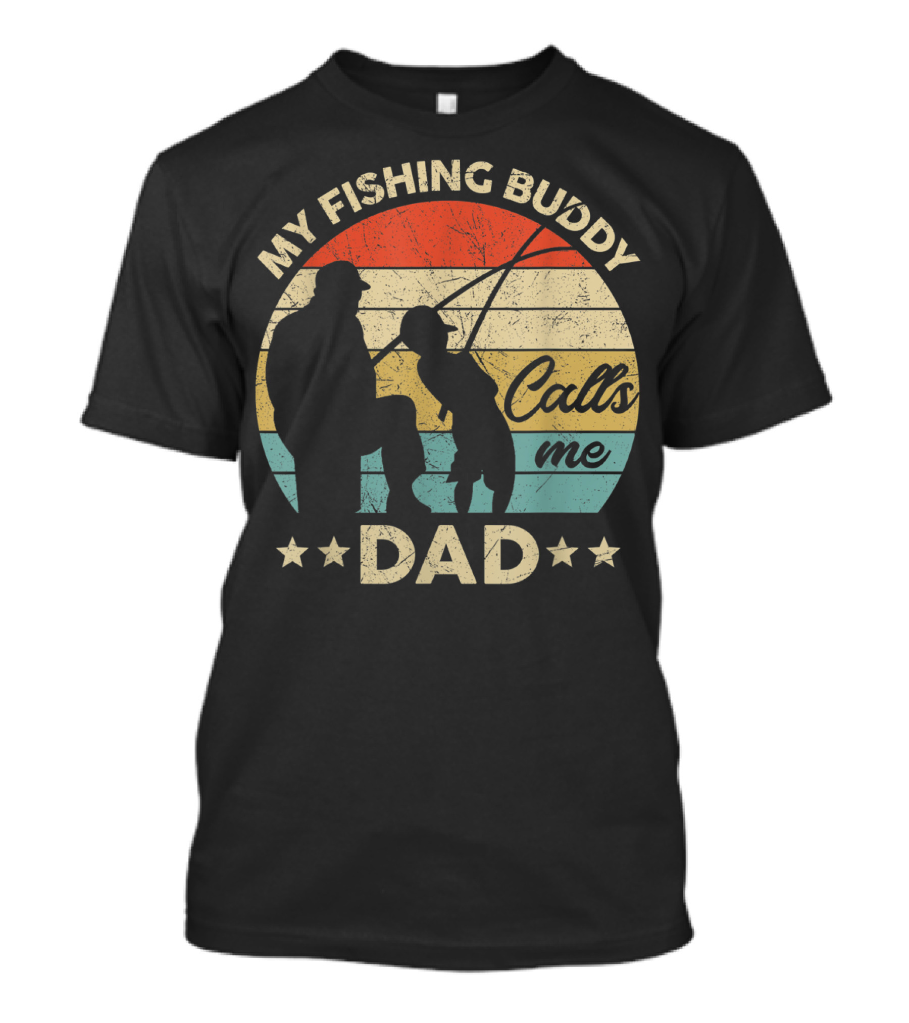 My Fishing Buddy Calls Me Dad Retro Stripes T-Shirt