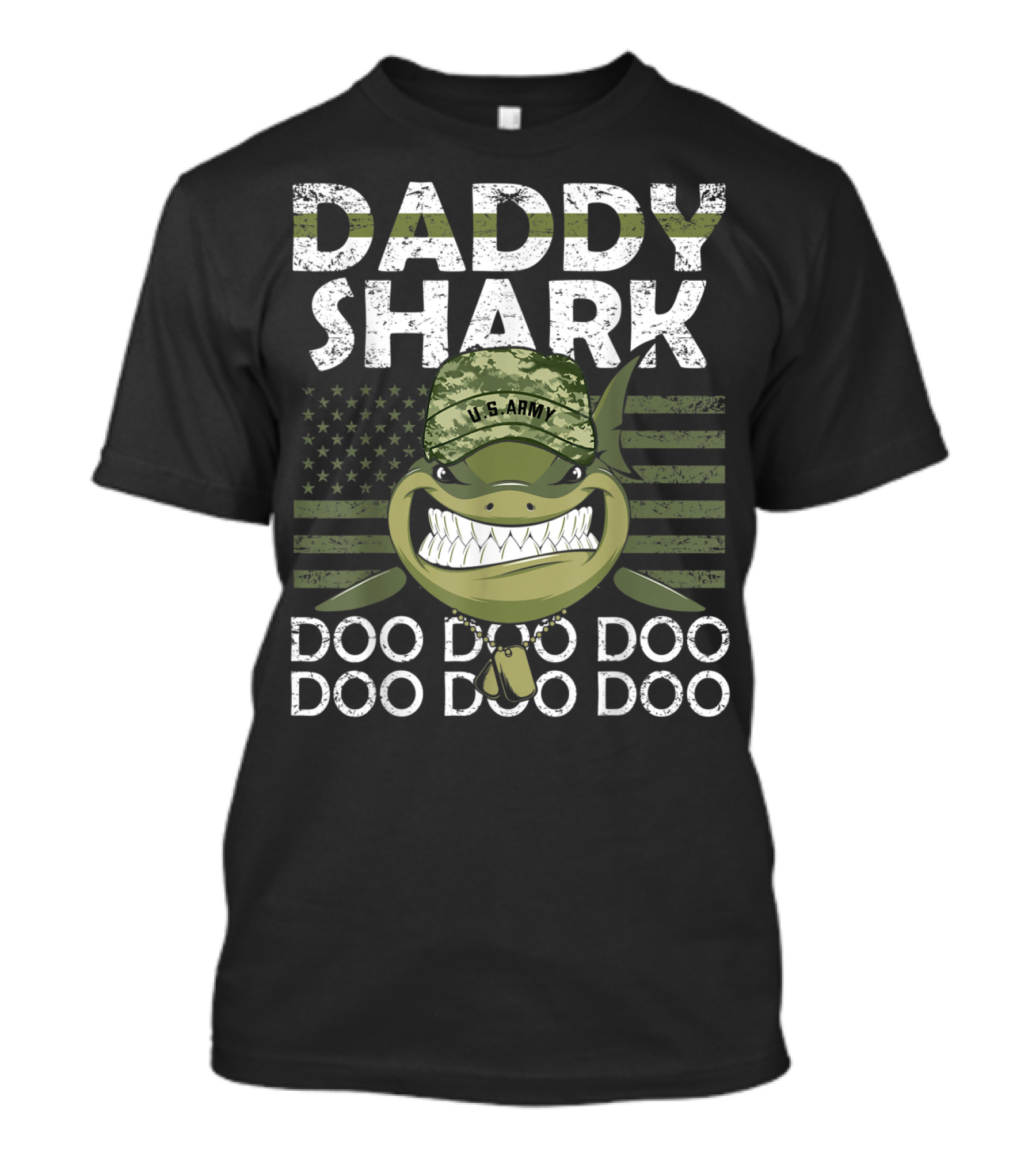 Daddy Shark U.S. Army Doo Doo Doo Patriotic Veteran T-Shirt