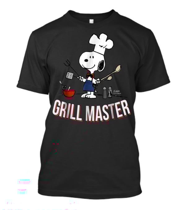 Snoopy Chef In Hat With Utensils And Grill Master Text T-Shirt