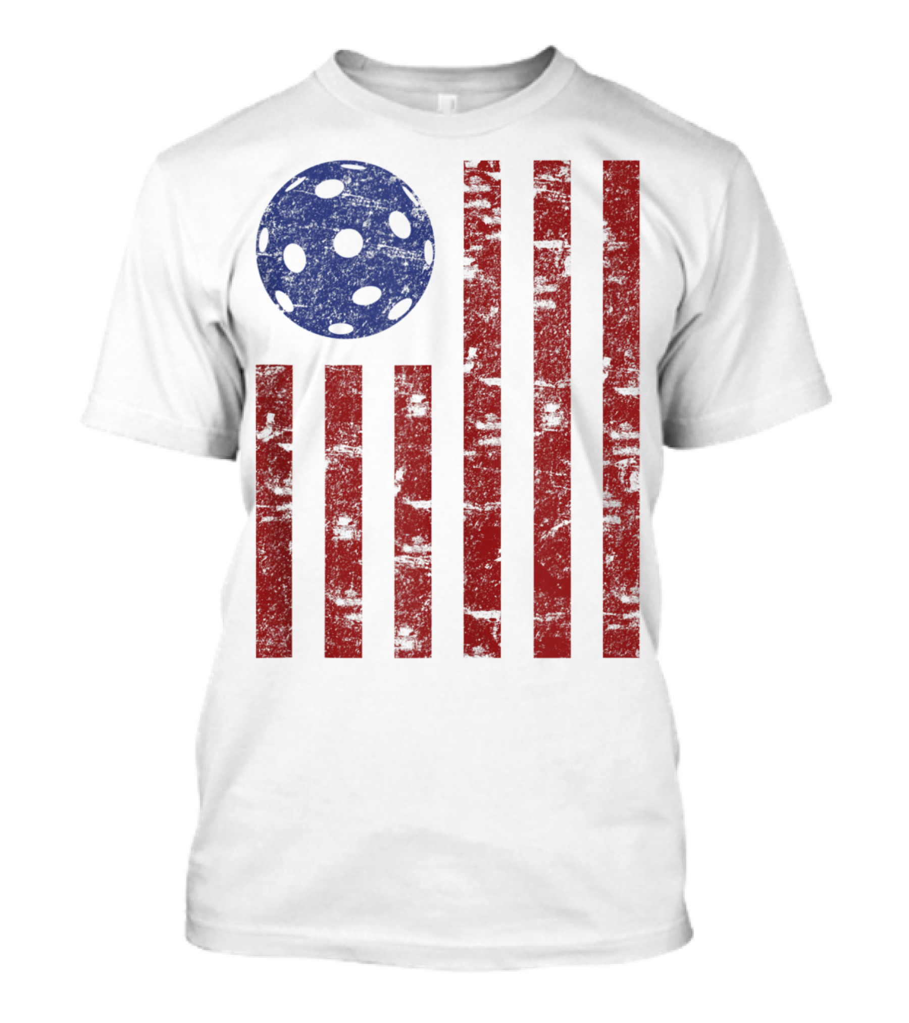 Patriotic American Pickleball Vintage Distressed Flag T-Shirt