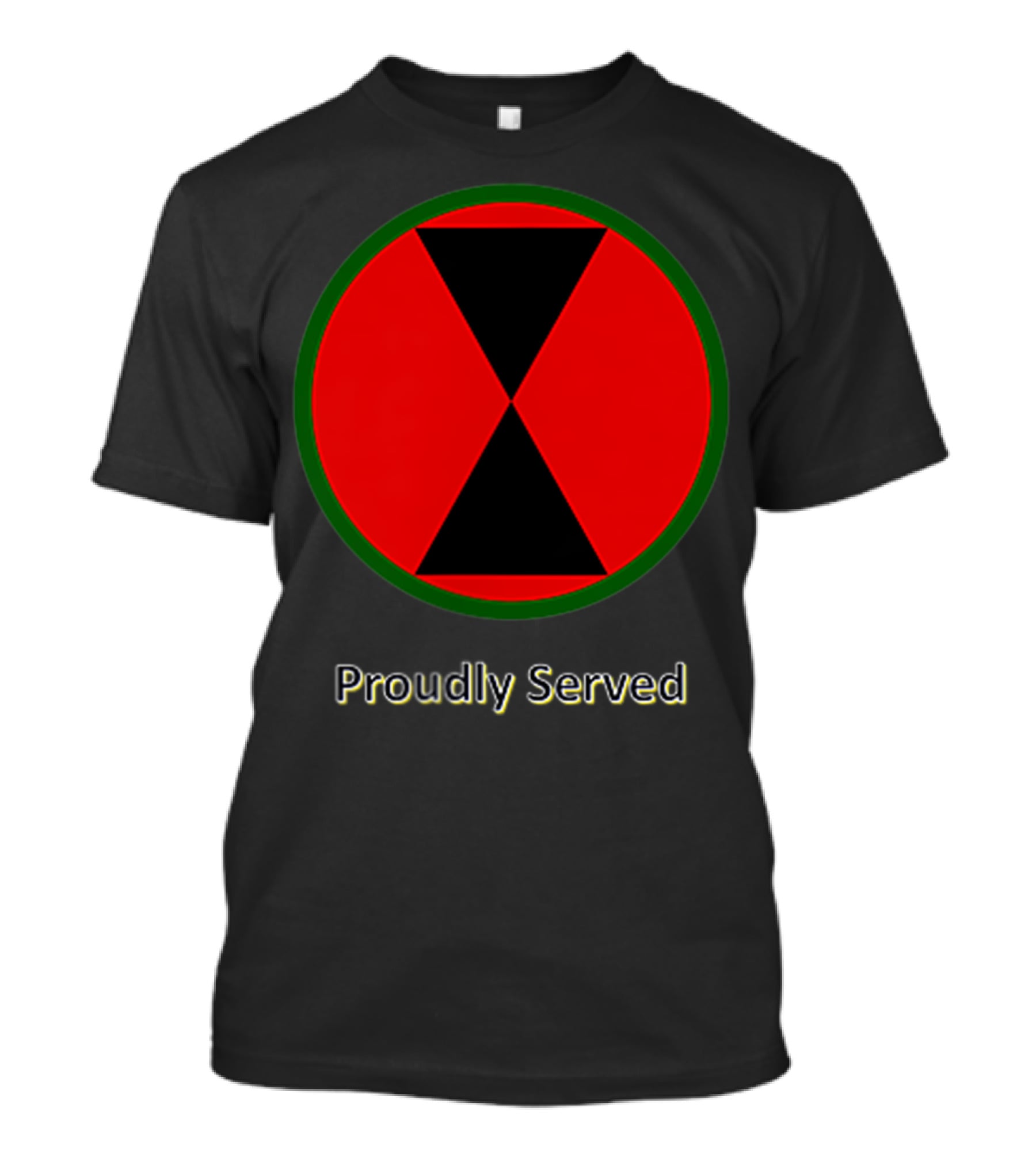 Proudly Served 7th Infantry Division Red Hourglass Emblem T-Shirt