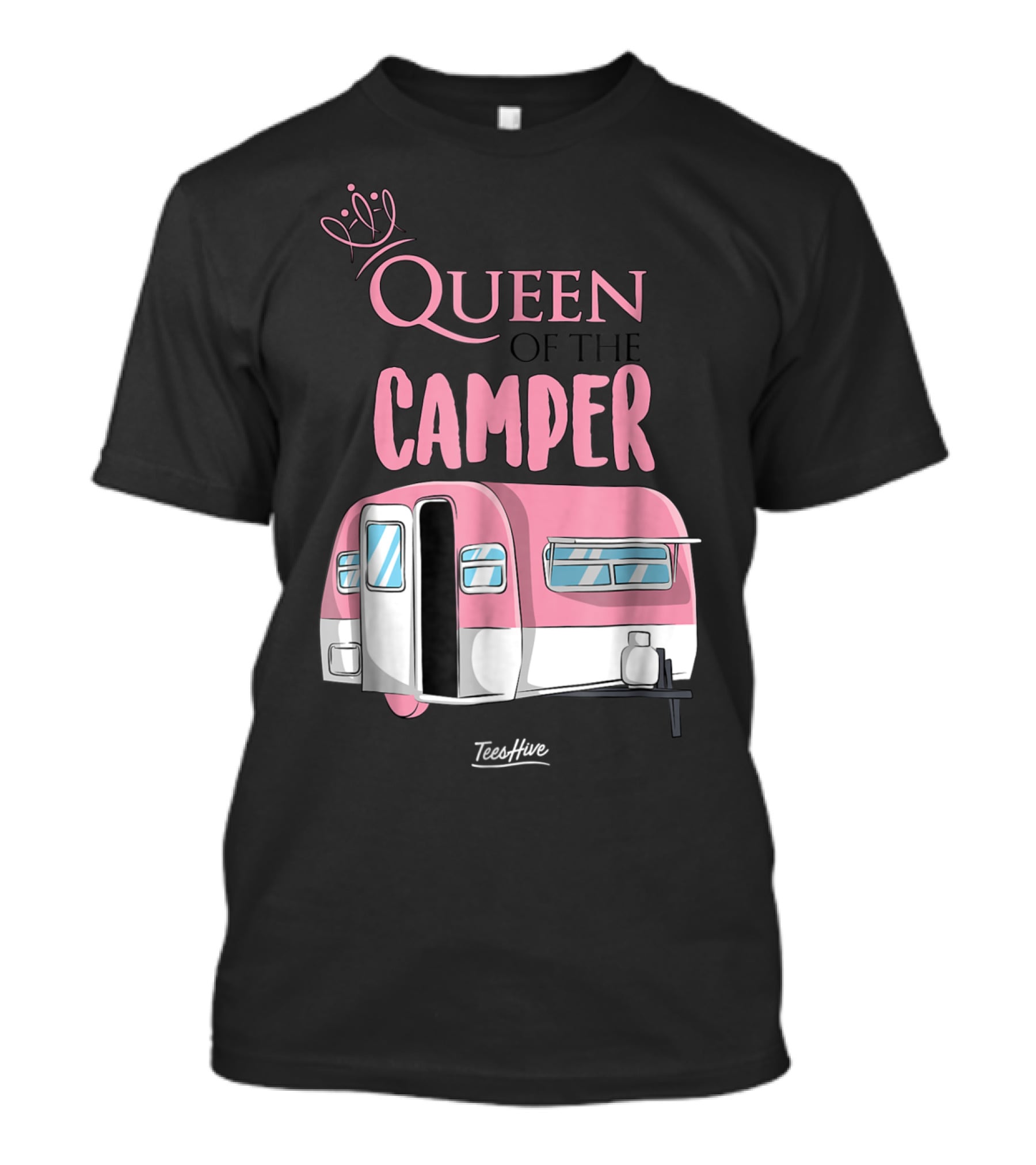 Queen Of The Camper TeesHive Pink Trailer T-Shirt