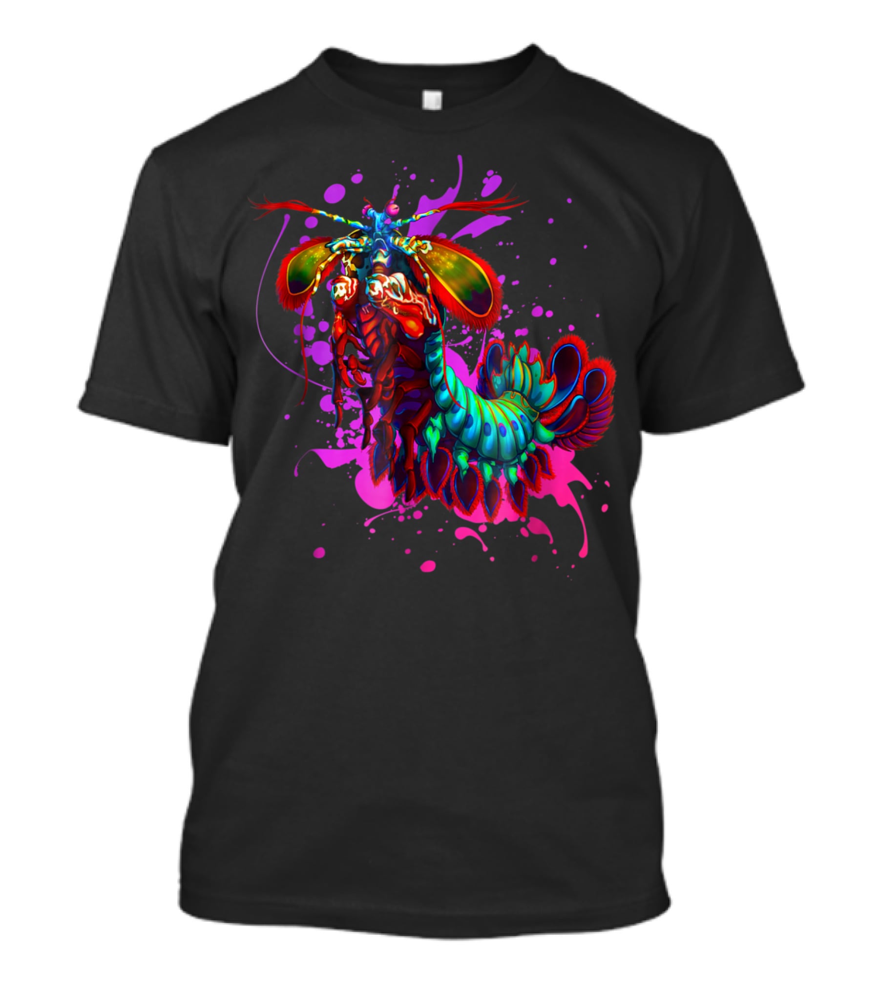 Rainbow Peacock Mantis Shrimp Pink And Purple Splash T-Shirt