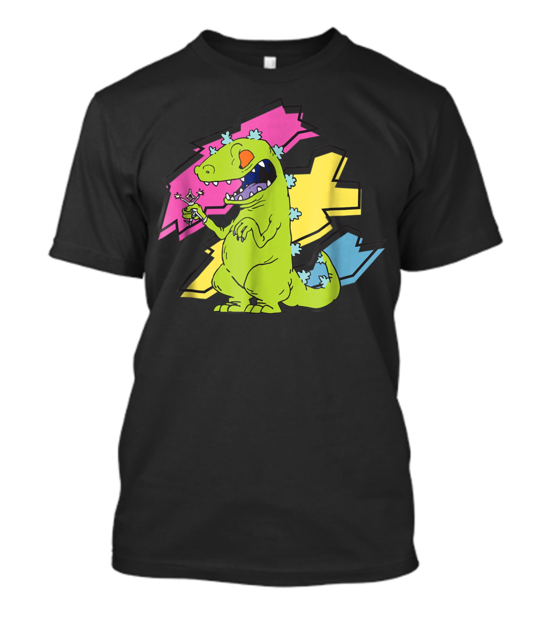 Rugrats Reptar Shreds Colorful Electric Background T-Shirt