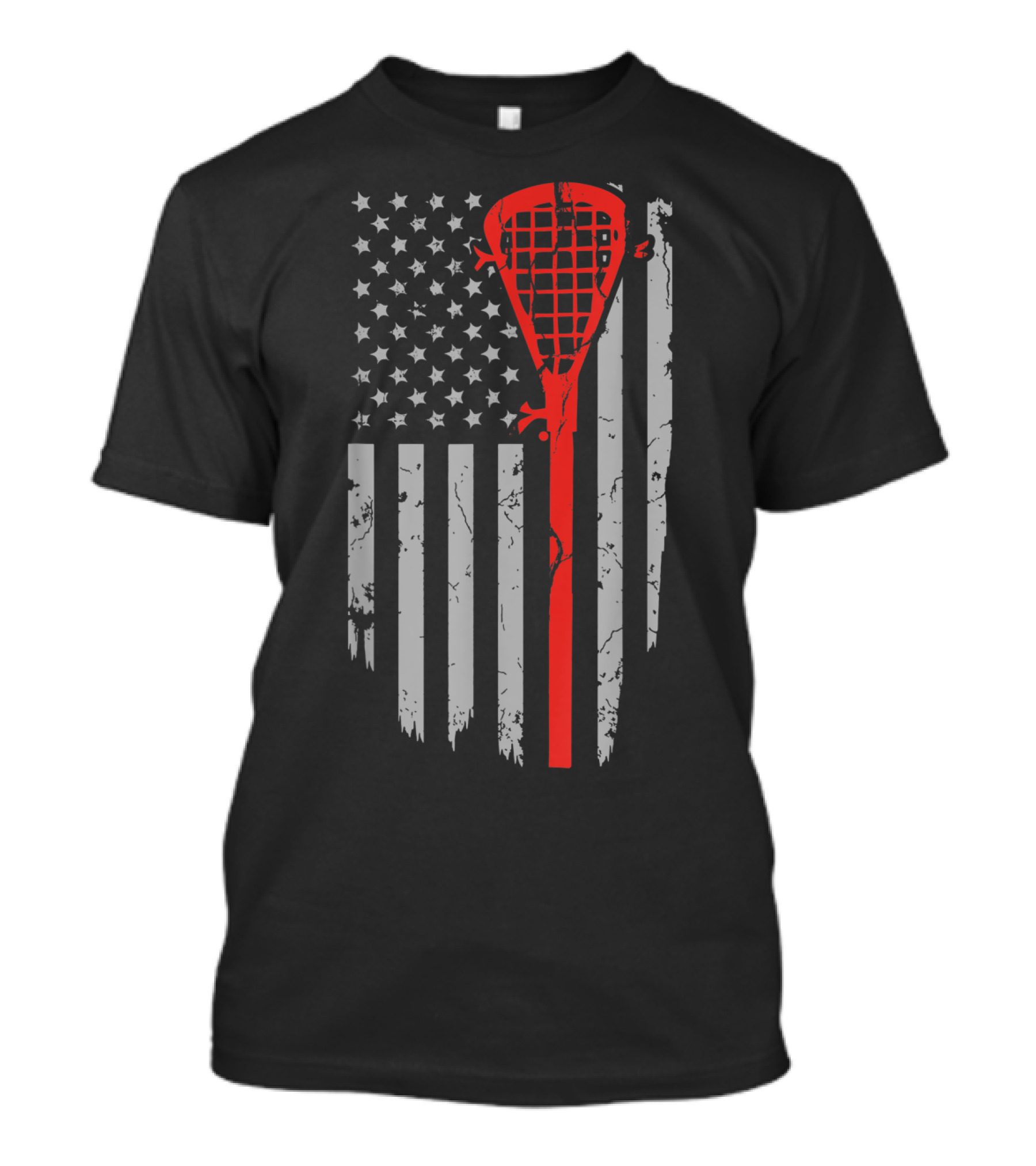 Vintage American Flag Lacrosse Stick Youth USA Patriotic T-Shirt