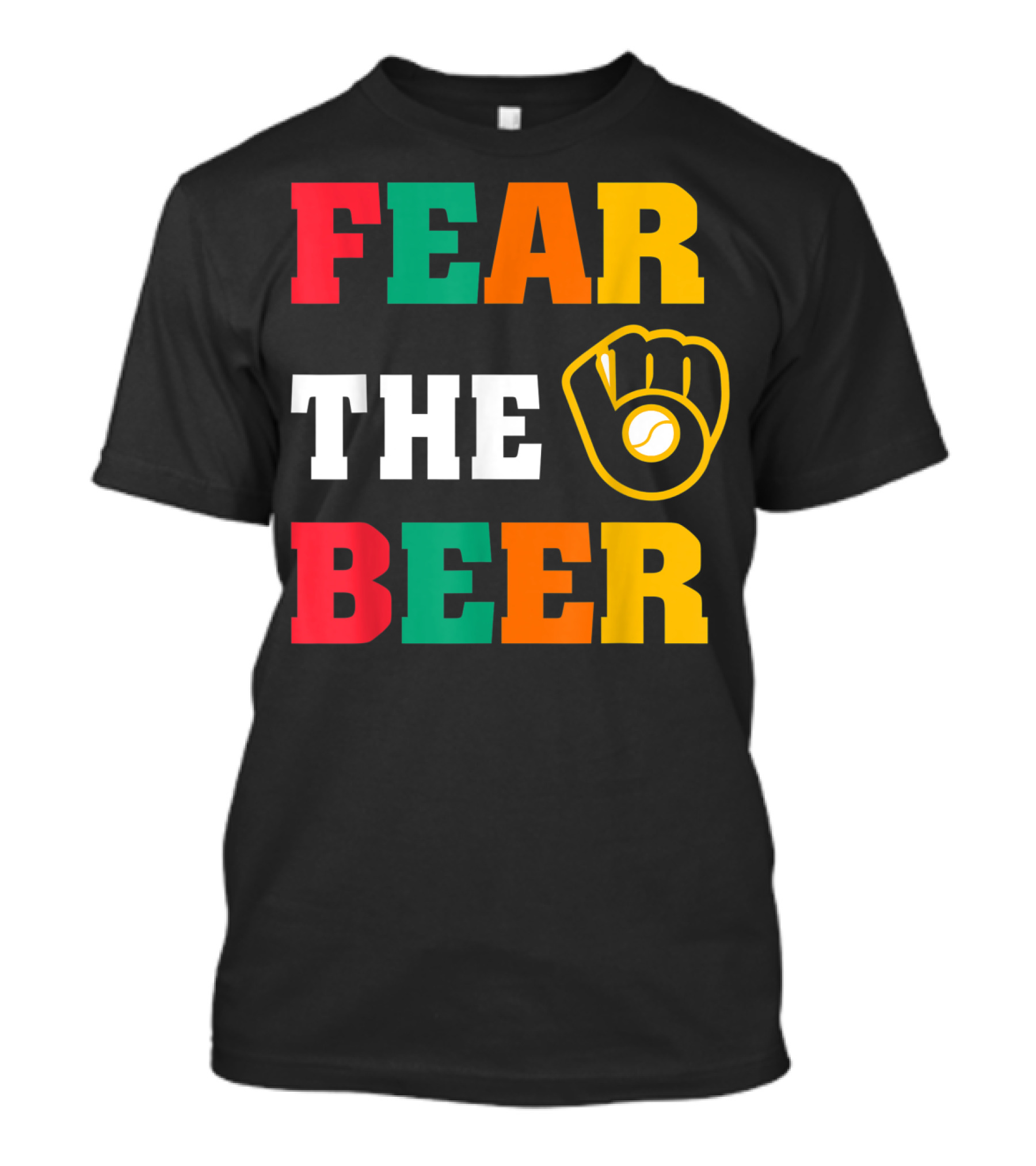 Fear The Beer Brewers Vintage Baseball Glove T-Shirt
