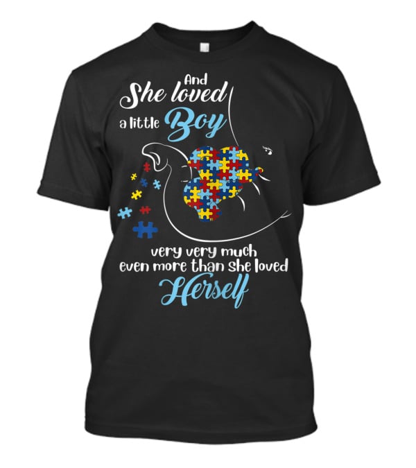 She Loved A Little Boy Very Very Much Autism Awareness Elephant Puzzle Pieces T-Shirt