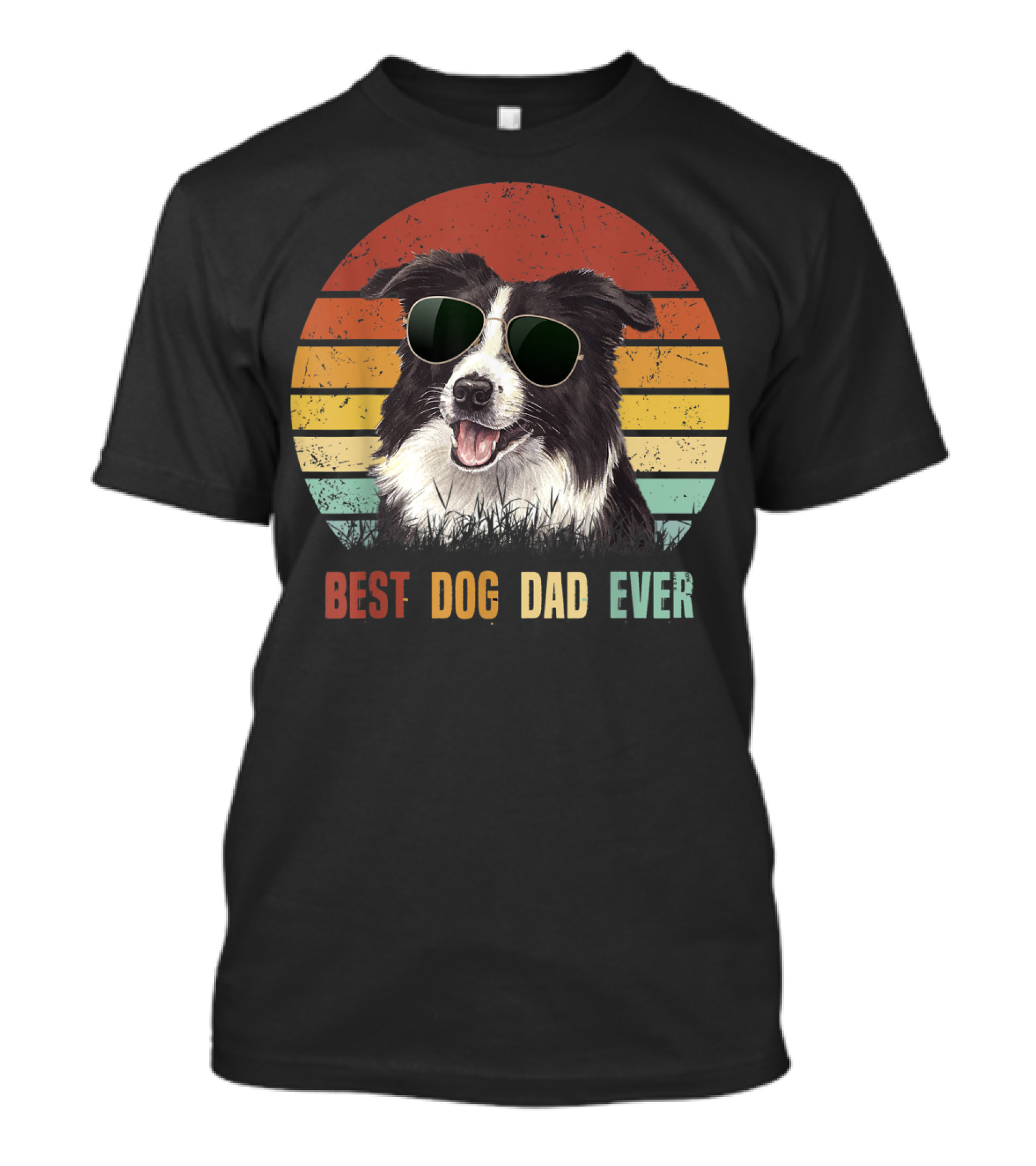 Best Dog Dad Ever Border Collie Sunglasses T-Shirt