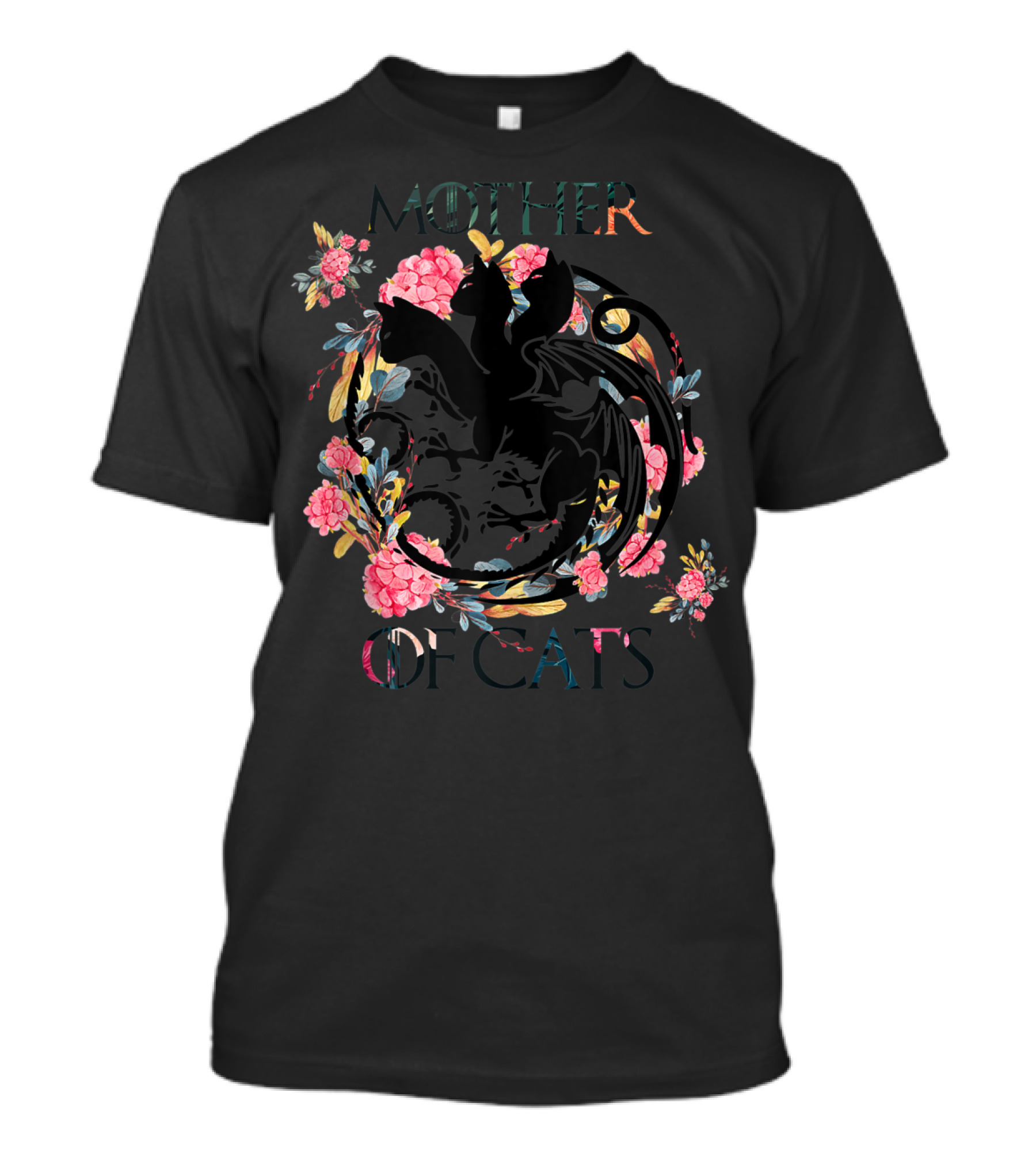 Mother Of Cats Dragon Floral T-Shirt