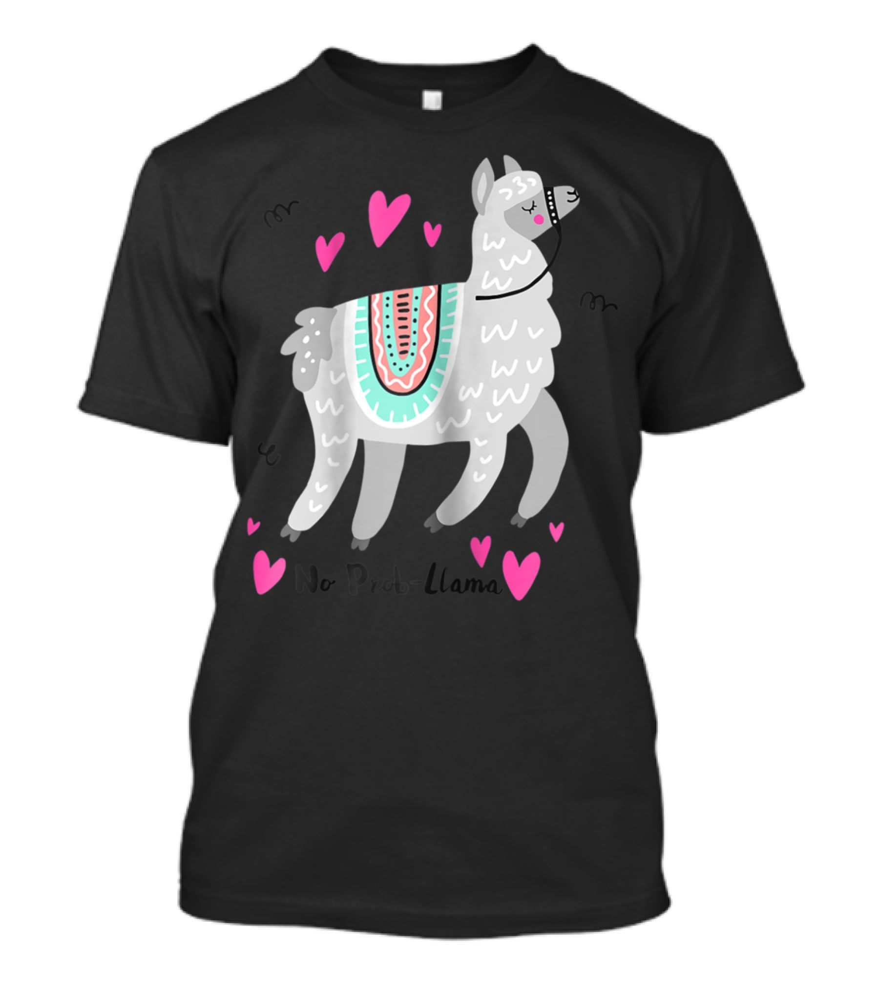 No Prob Llama Funny Llama Alpaca Lover Hearts T-Shirt