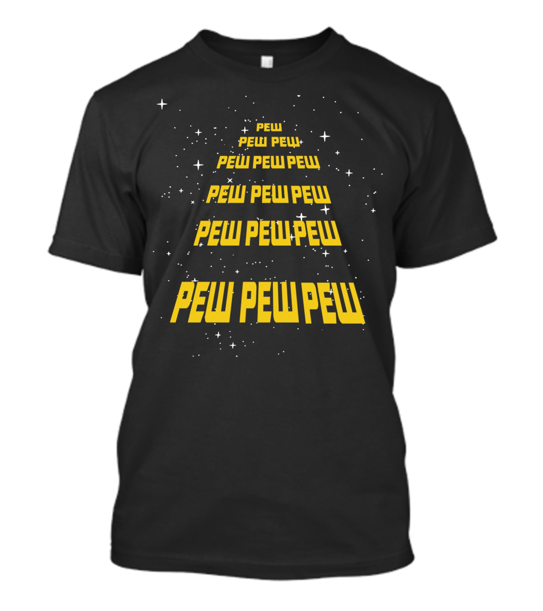 Pew Pew Pew Wars Funny Parody Text With Space Stars T-Shirt