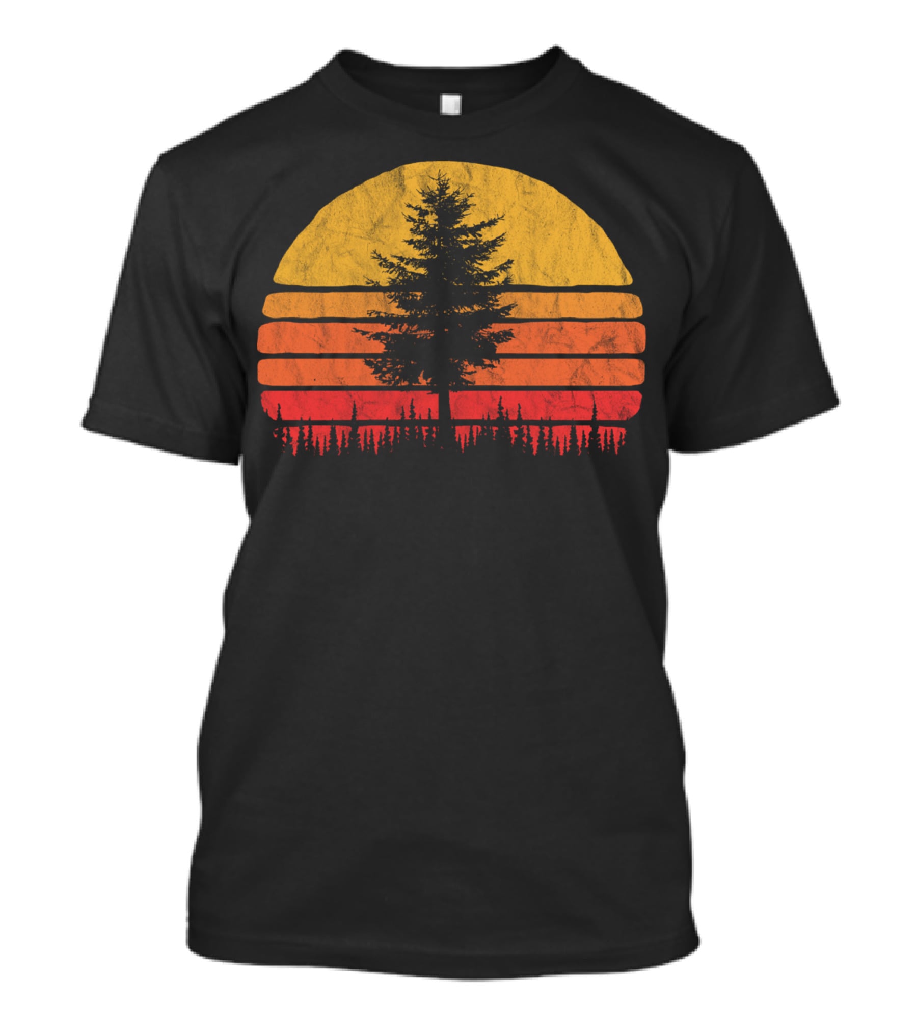 Retro Sun Minimalist Pine Tree Scenic T-Shirt