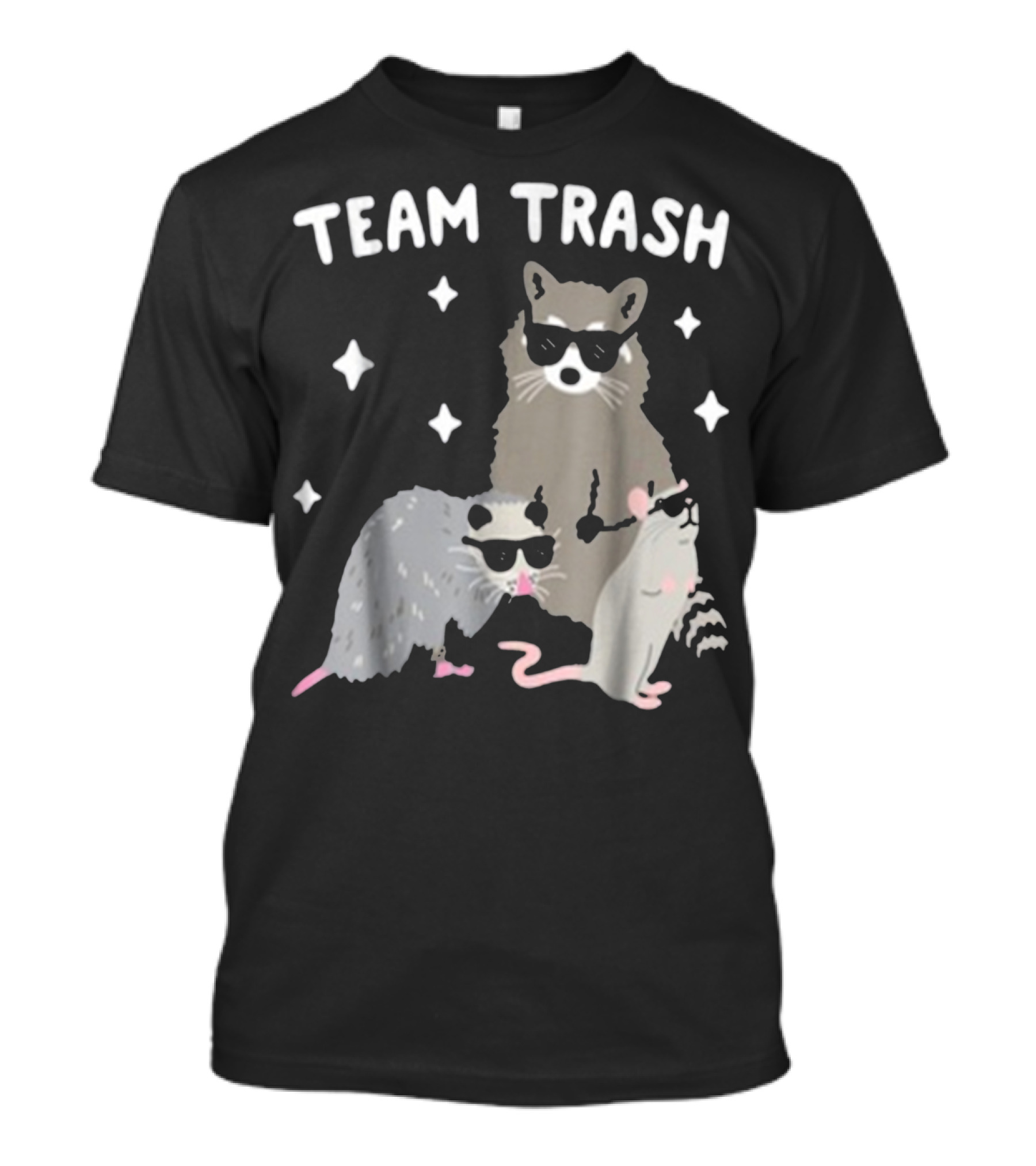 TEAM TRASH OPOSSUM RACCOON RAT WITH SUNGLASSES AND STARS T-Shirt