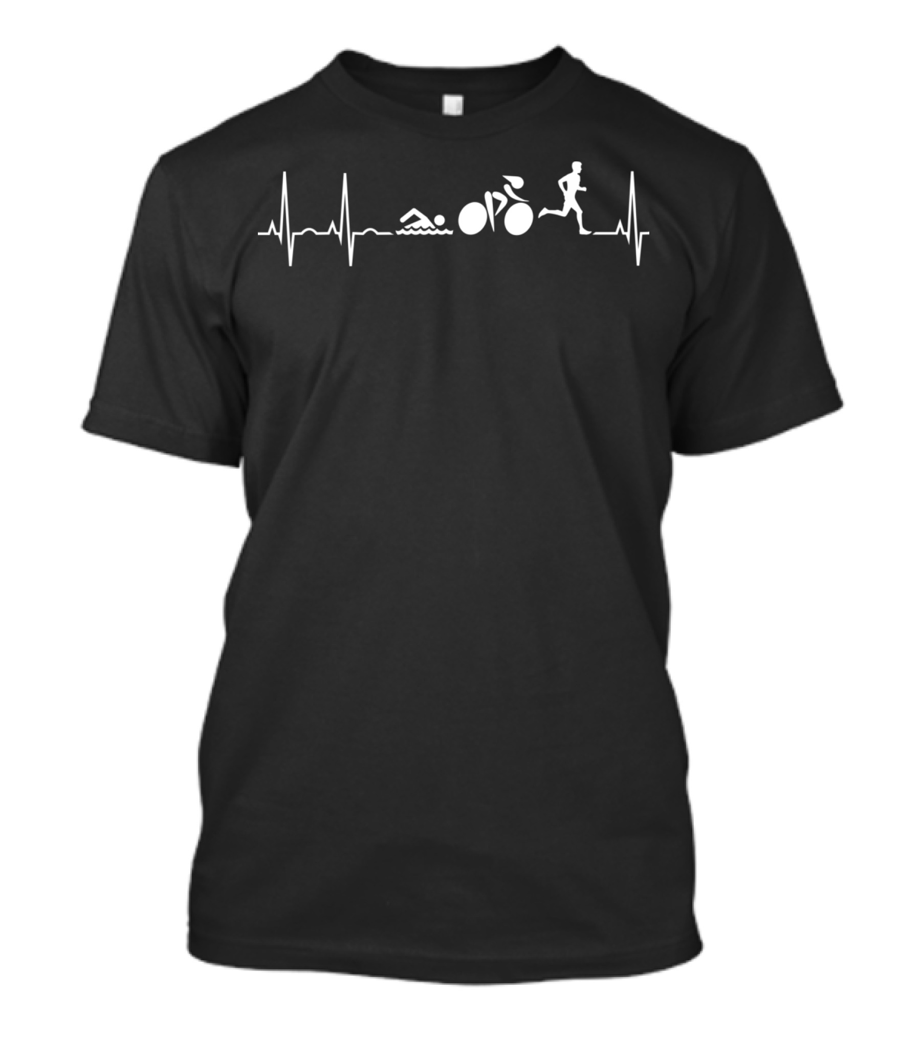 Triathlon Heartbeat Featuring Swim Bike Run Icons T-Shirt