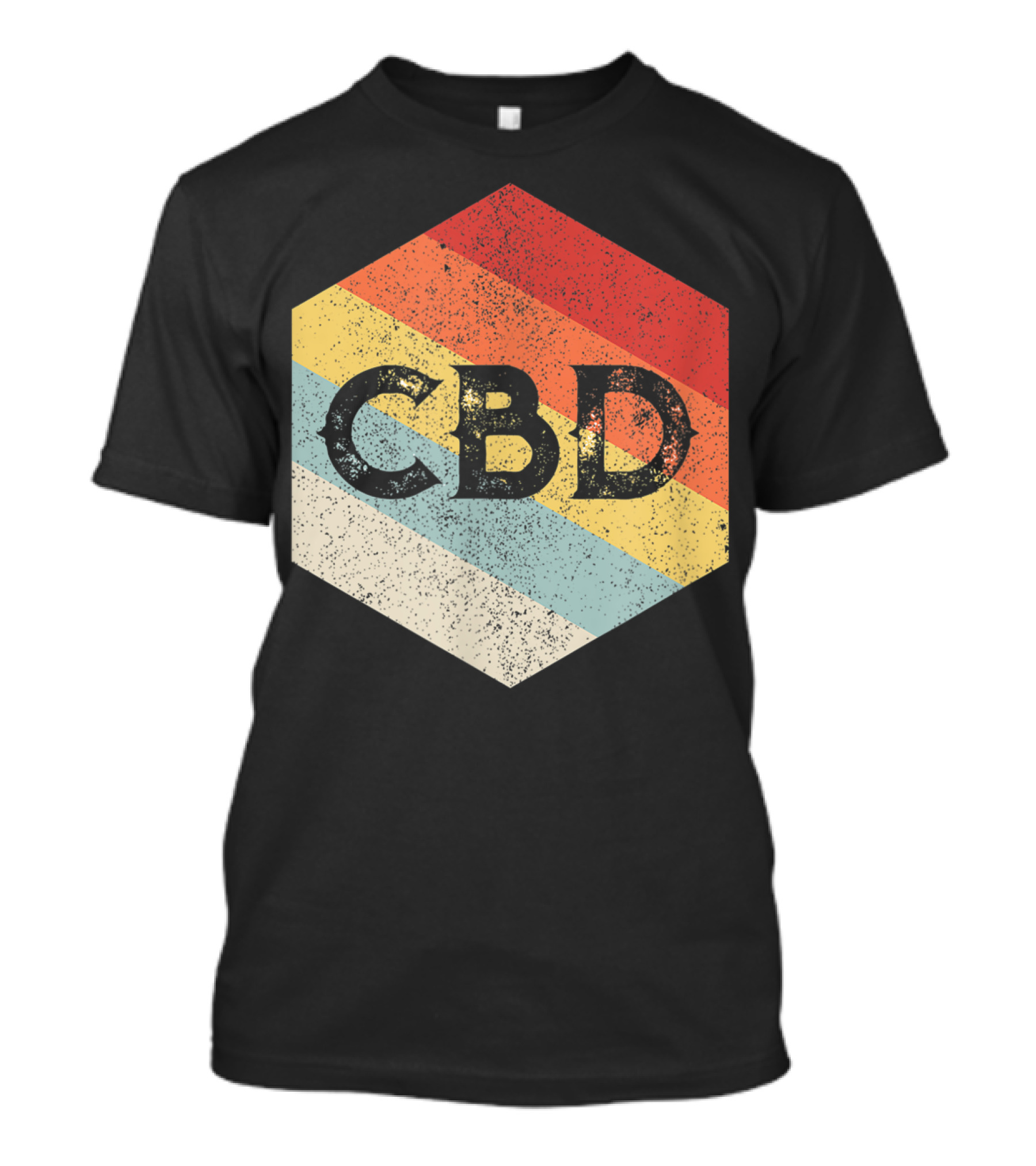 Vintage CBD Retro Hexagon Distressed Stripes T-Shirt