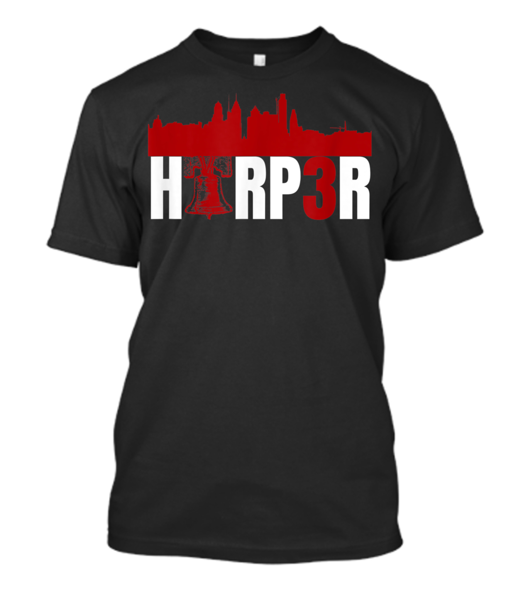 Harper Philadelphia Baseball H3RP3R Liberty Bell Skyline T-Shirt