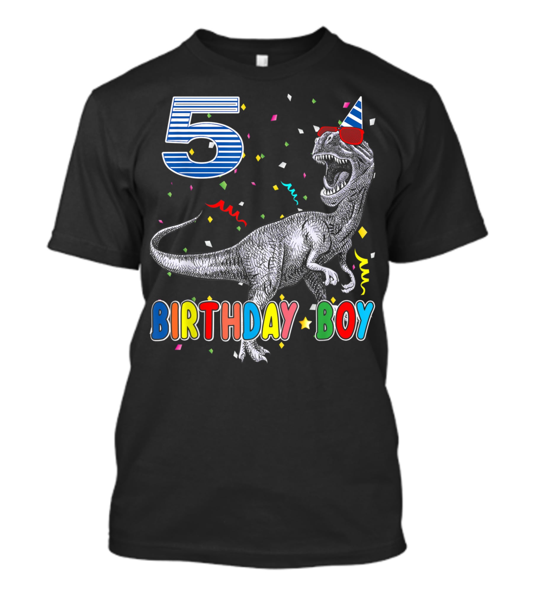 5 Birthday Boy Dinosaur Party Hat T-Shirt