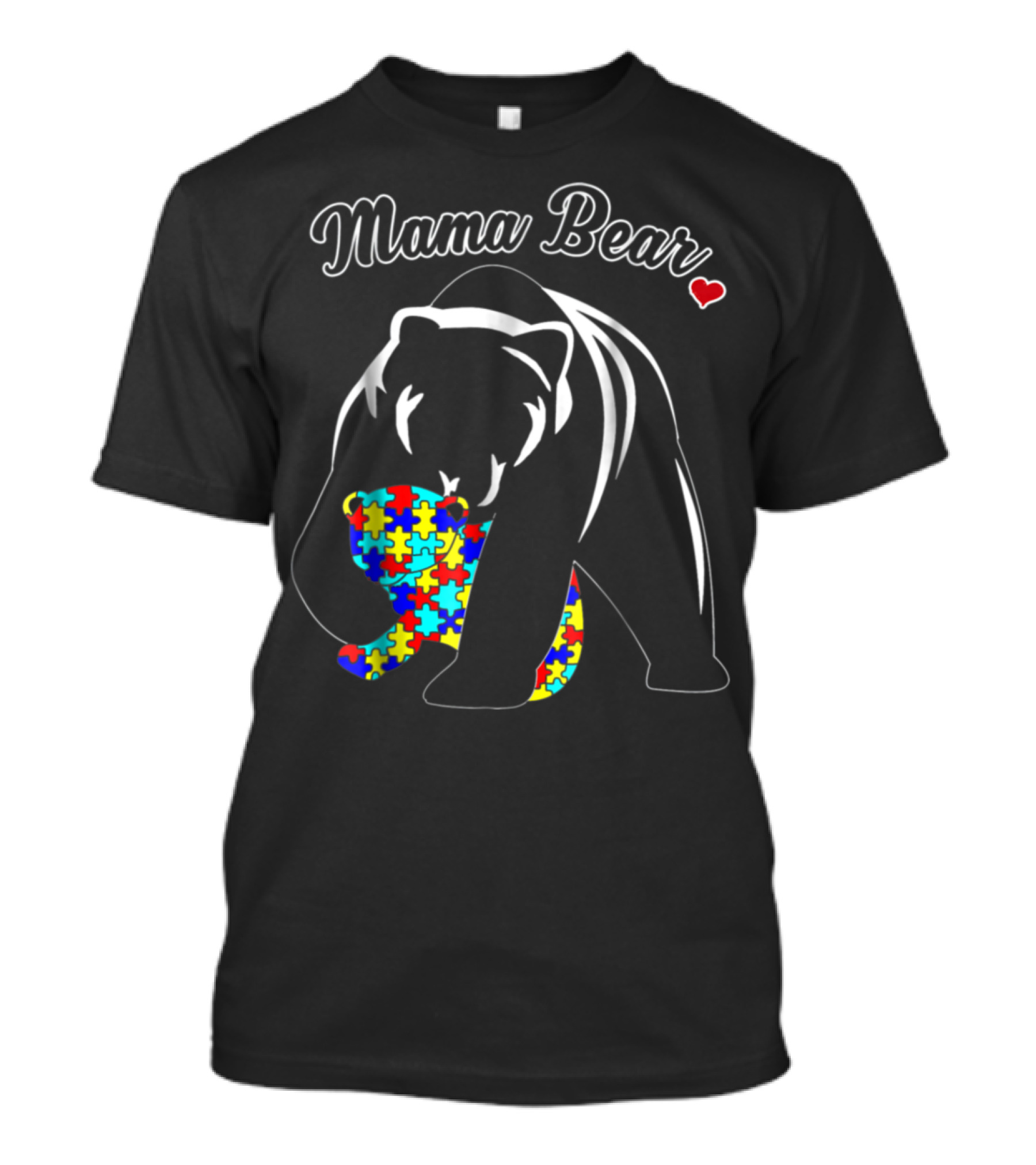 Mama Bear Autism Awareness Puzzle Heart Love Support T-Shirt