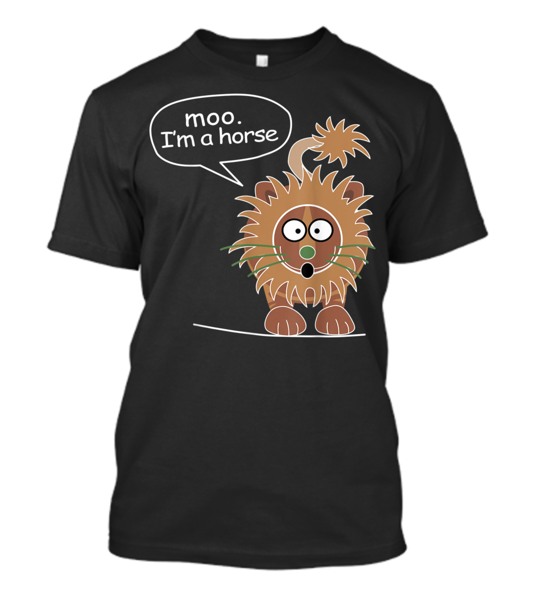 Moo I'm A Horse Cute Lion Illustration Sticker T-Shirt