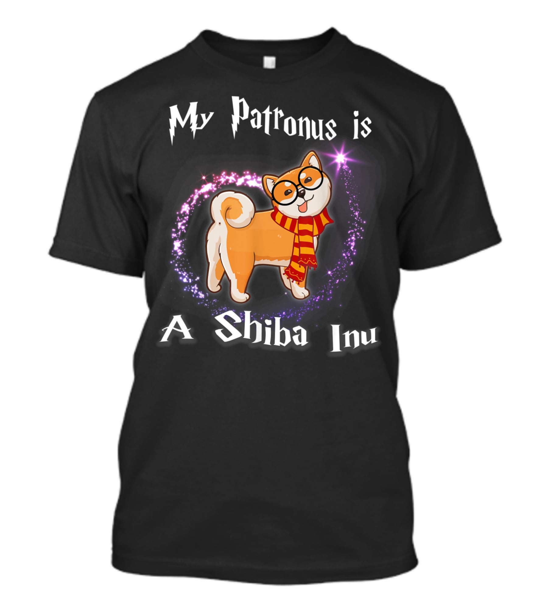 My Patronus Is A Shiba Inu Dog Lovers Magic Circle Scarf Glasses T-Shirt