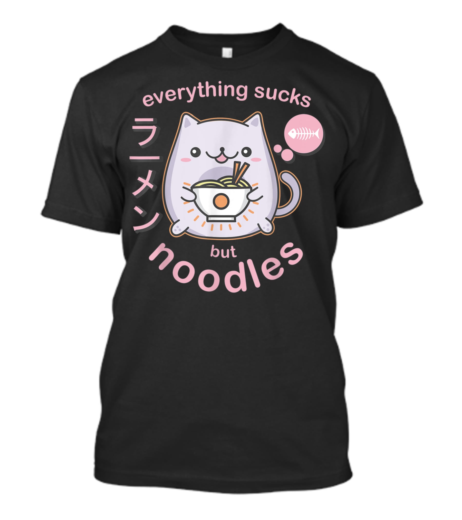 Everything Sucks But Noodles Pastel Goth Ramen Cat Anime Kawaii T-Shirt