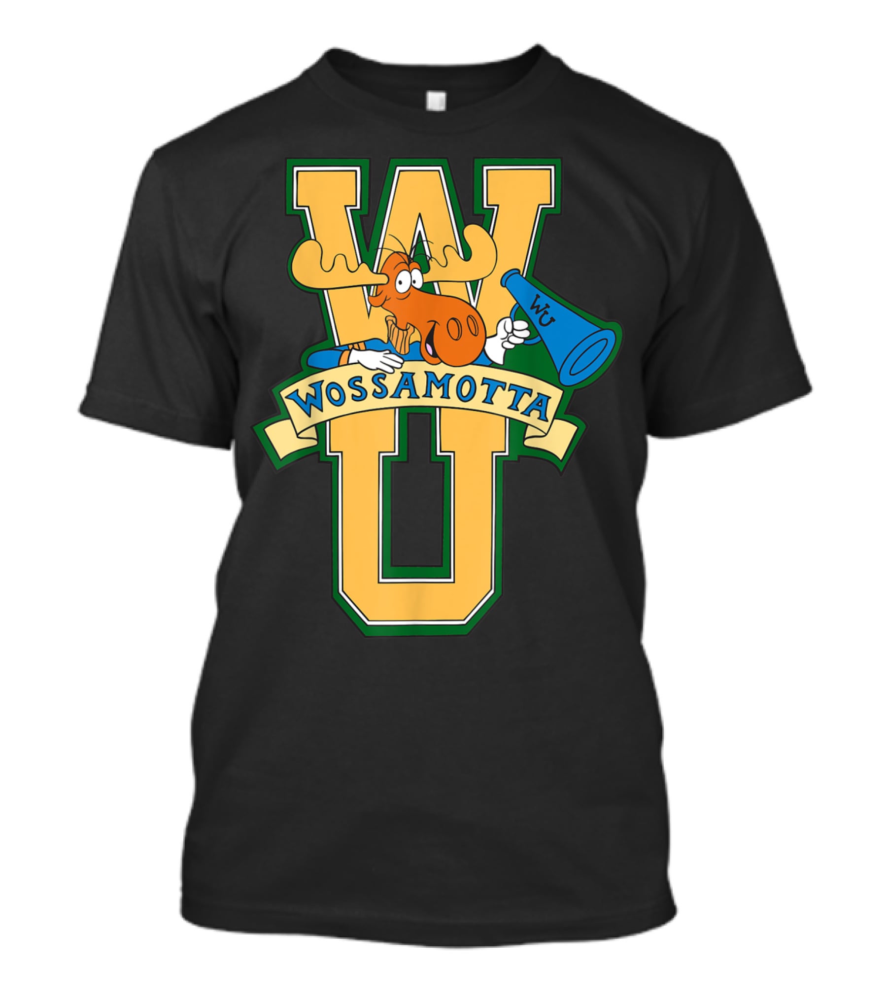 Rocky And Bullwinkle Wossamotta U WU Moose Megaphone T-Shirt