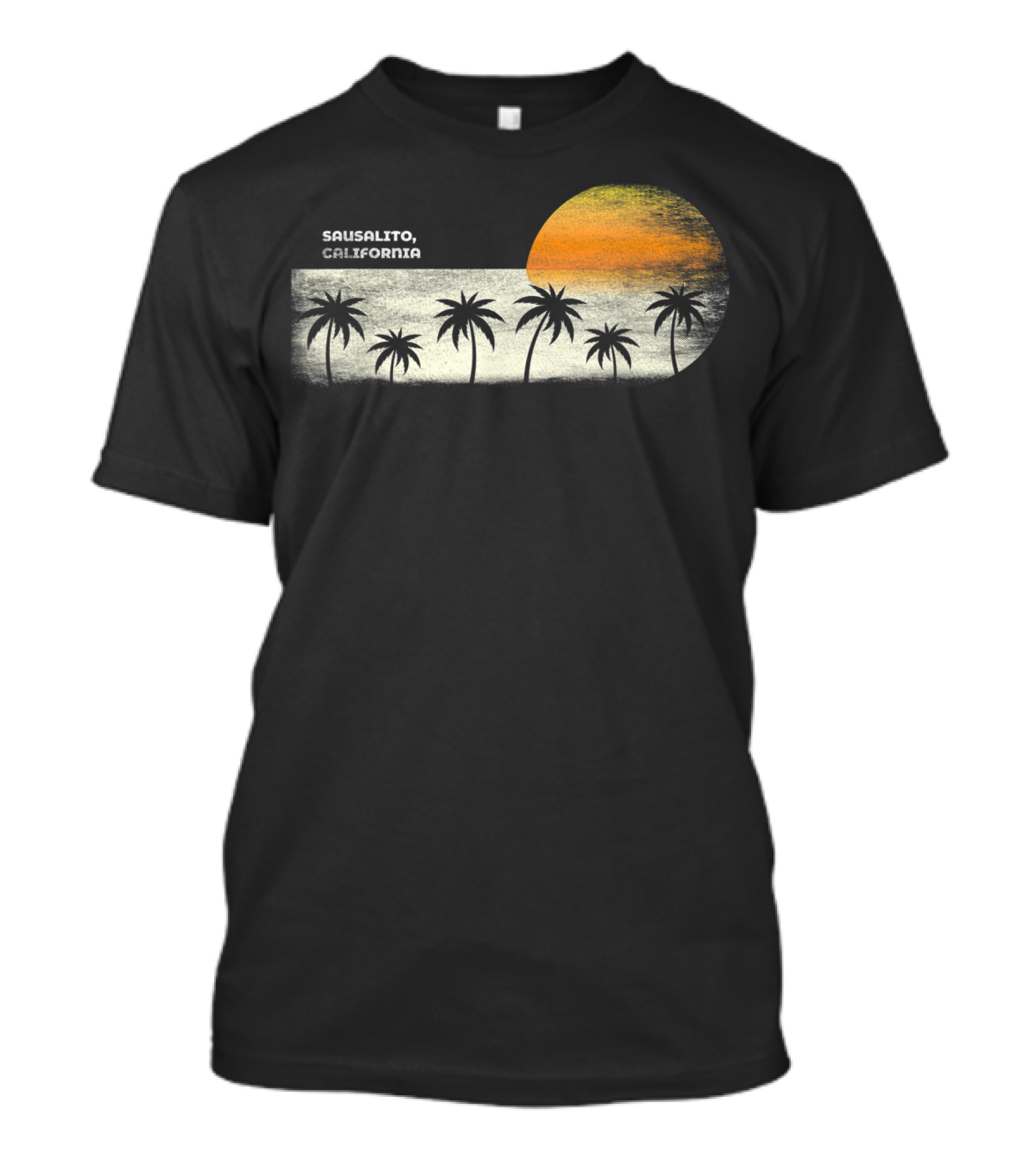 Sausalito California Vintage Ocean Sunset Palm Trees T-Shirt