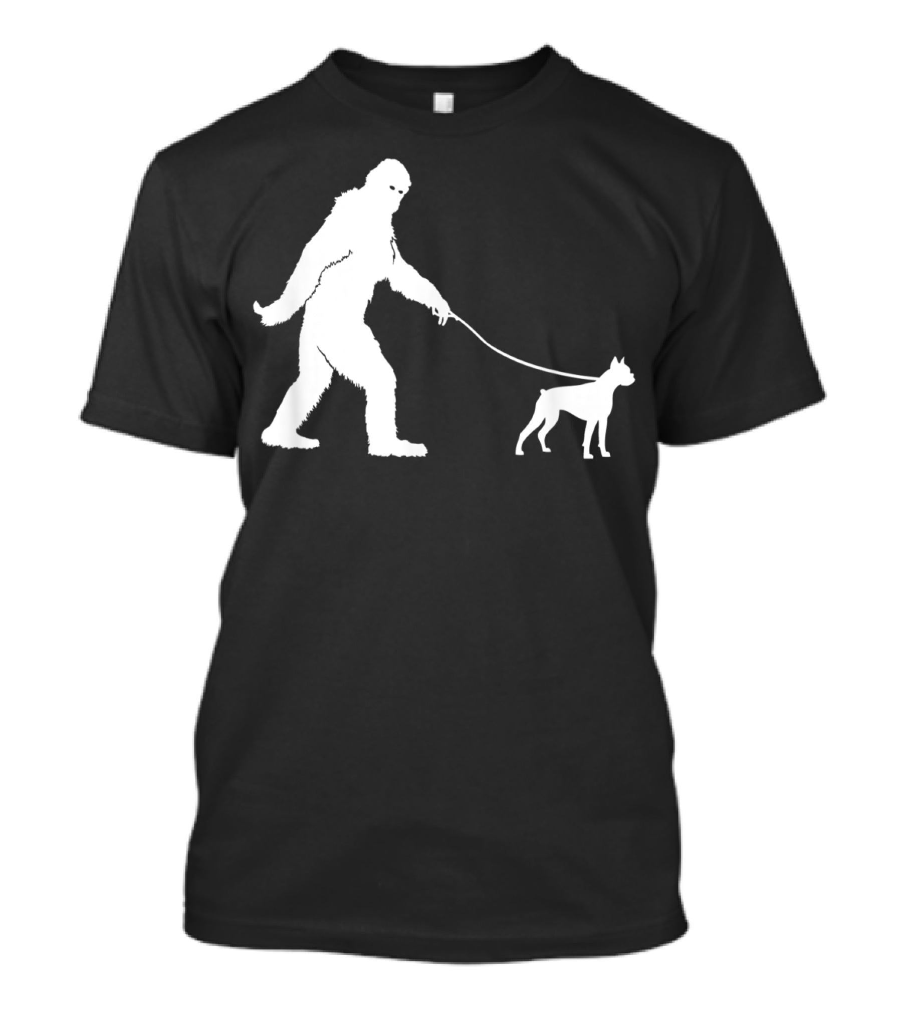 Bigfoot Sasquatch Walking Boxer Dog Lovers T-Shirt
