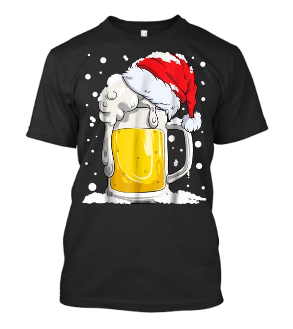 Beer Christmas Santa Hat Xmas Snow Men Mug T-Shirt