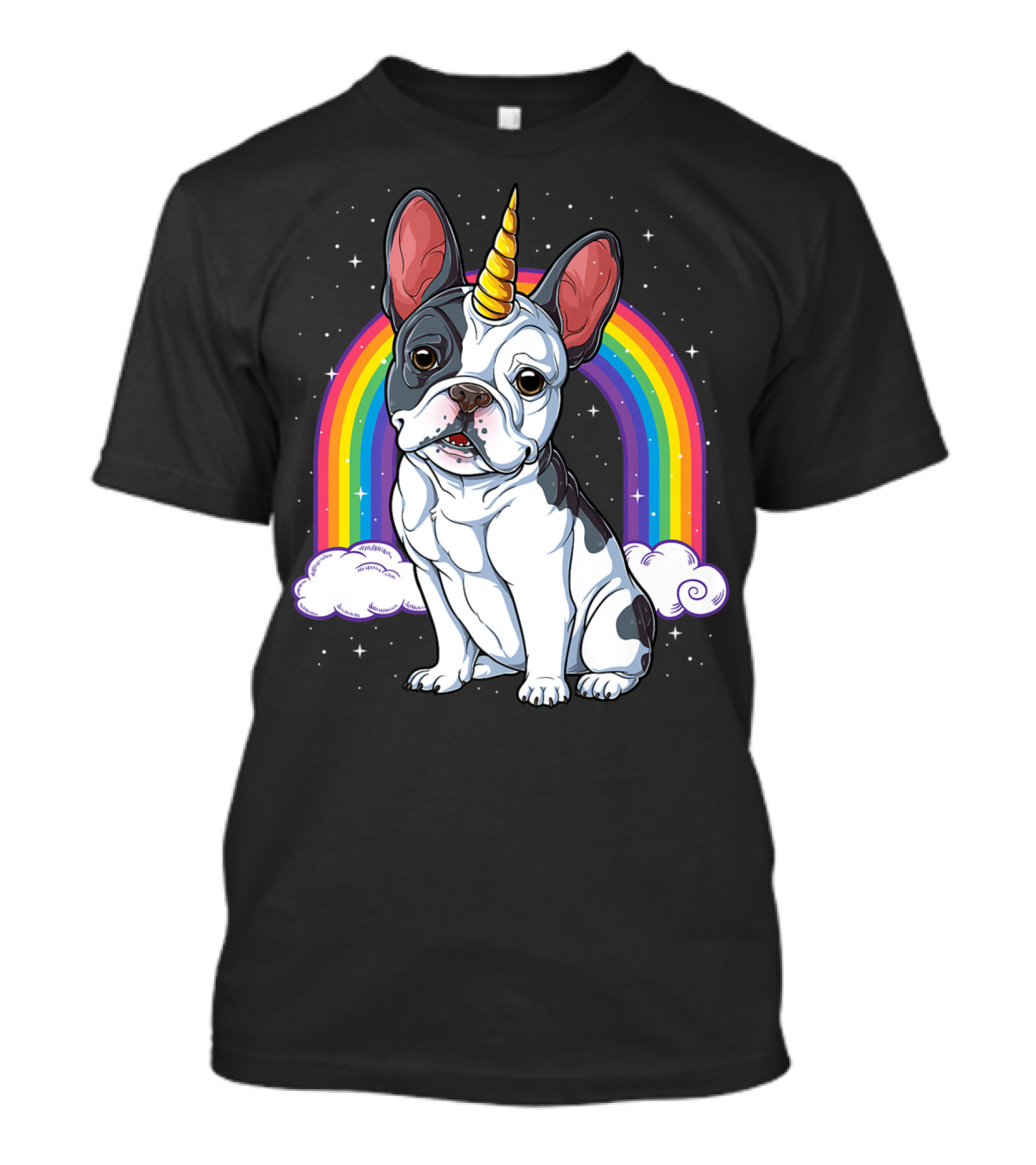 French Bulldog Unicorn Rainbow Space Galaxy Kids T-Shirt